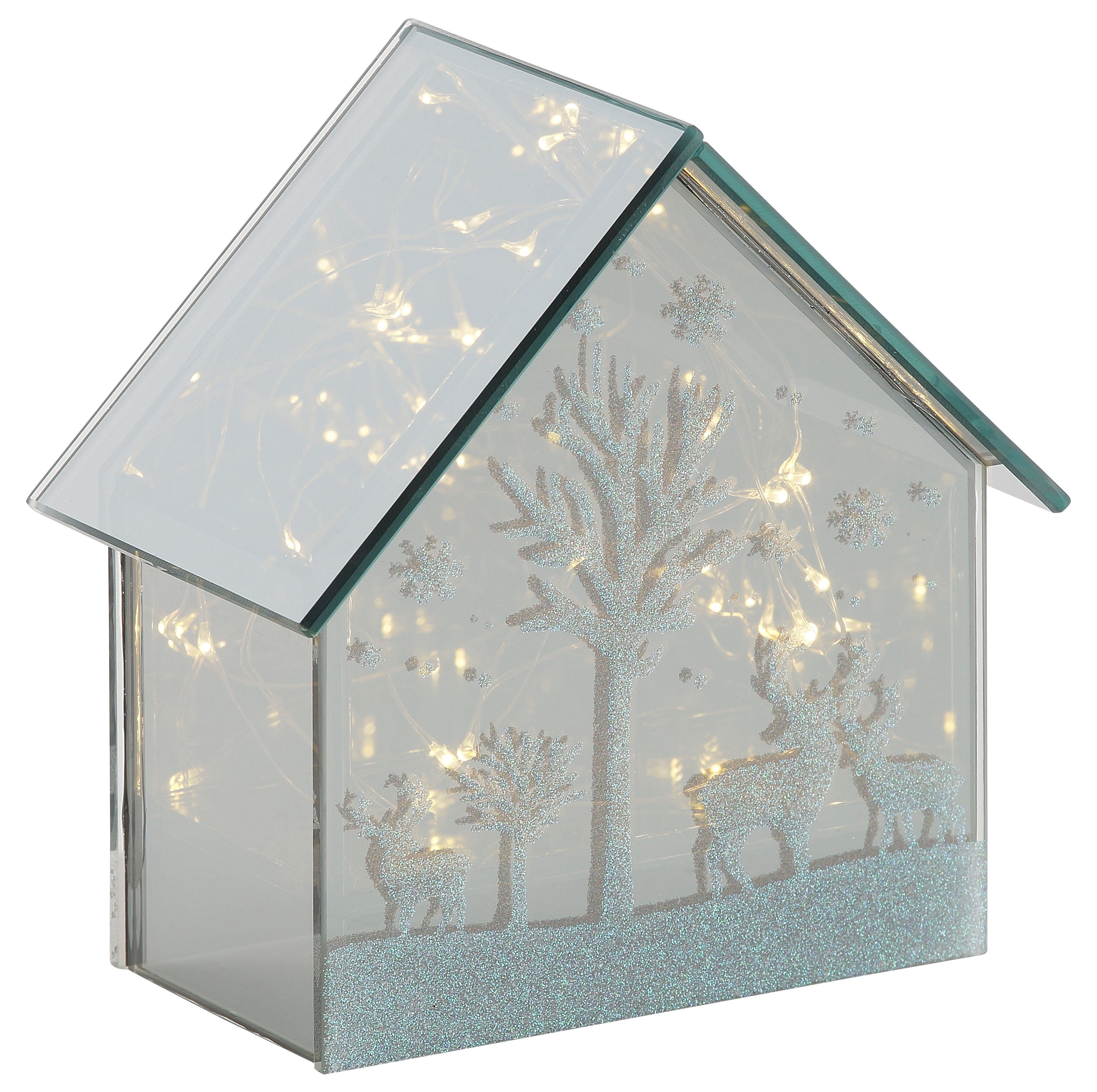Home affaire Weihnachtshaus »Galway«, LED-Haus aus Glas, mit spiegelnder Oberfläche-HomeTrends