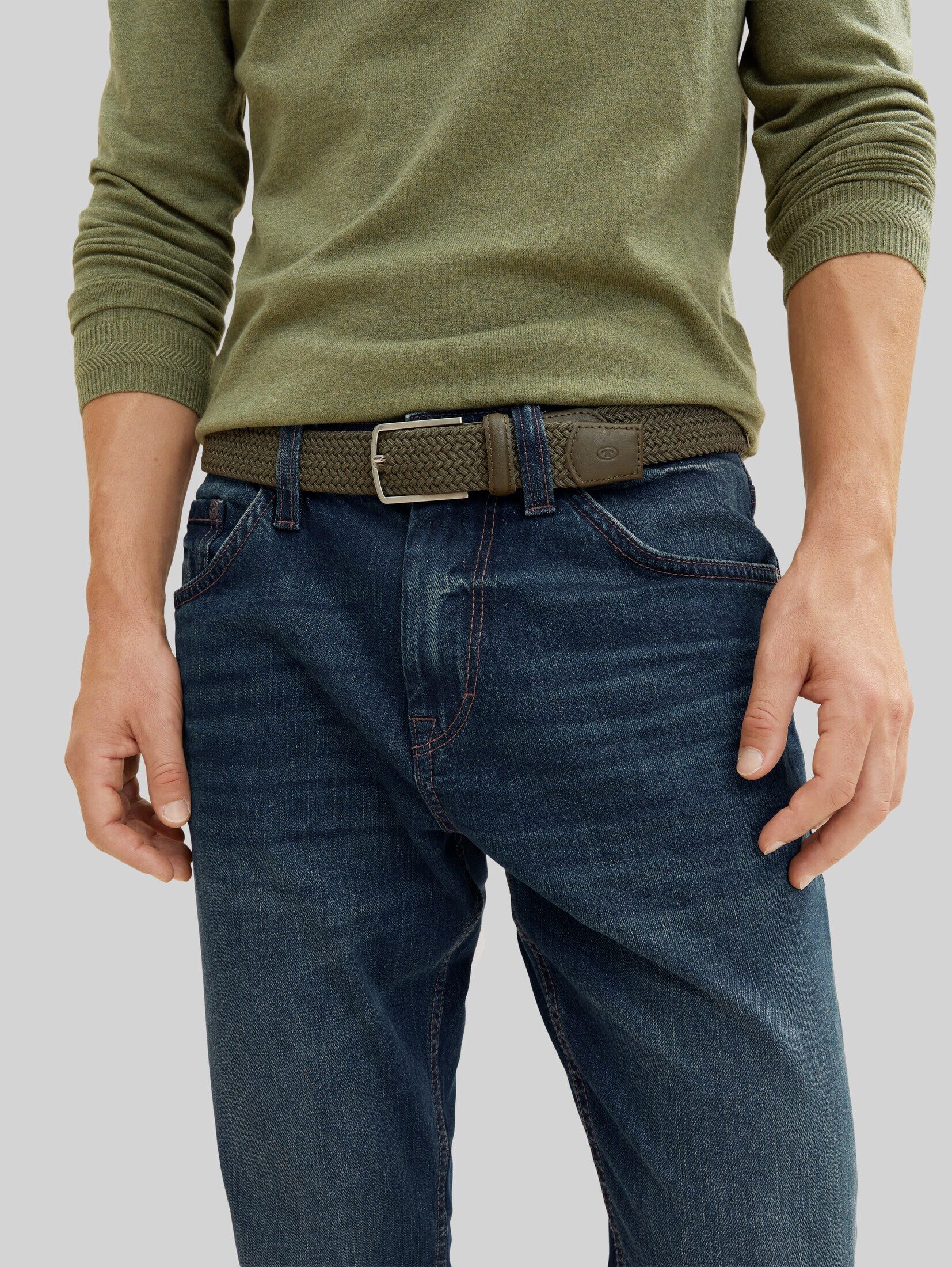 TOM TAILOR Flechtgürtel Belts TTALEX elastischer Flechtgürtel mit eckiger Dornschließe