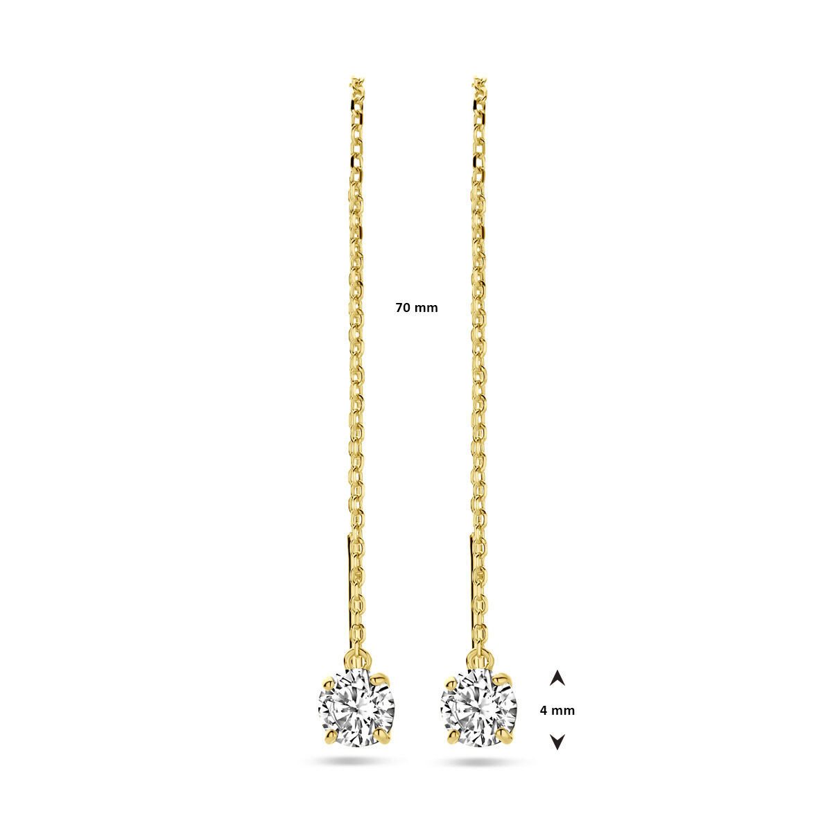 NICEANDnoble Paar Ohrhänger Durchzieher Ohrhänger 585er Gelbgold mit Zirkonia, Goldschmuck für Damen – Bild 4 von 5