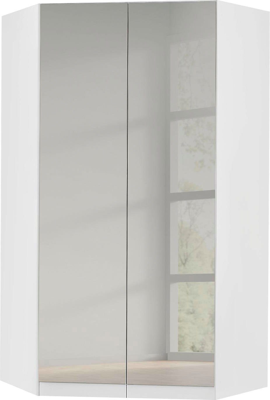 rauch Eckkleiderschrank Kleiderschrank Schrank Eckschrank Ankleide Garderobe CELLE (Schenkelmaß: 117x117 cm, Höhe 197/210 cm) optional mit Spiegel oder Hochglanzfront MADE IN GERMANY