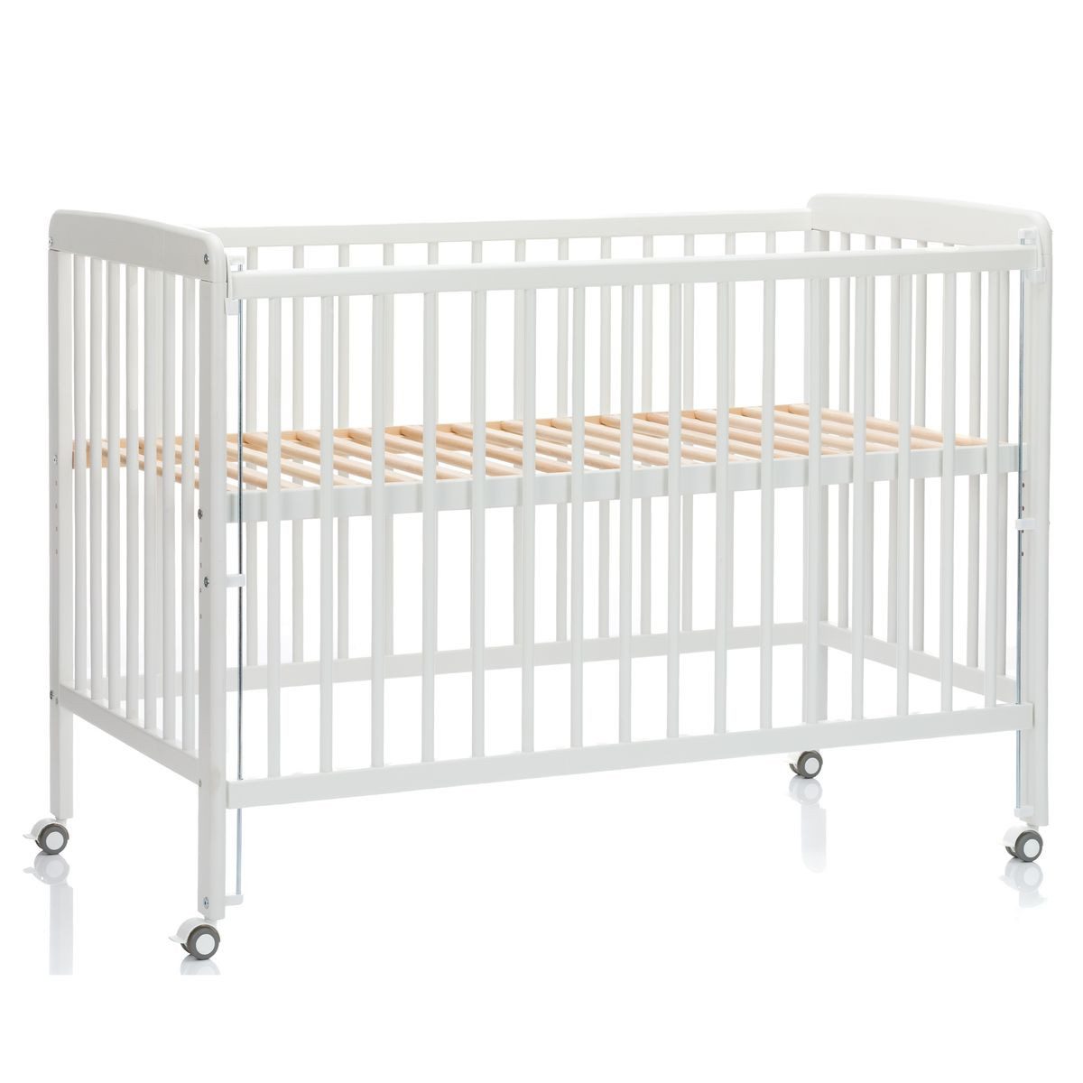 Fillikid Beistellbett Nena 60 x 120 cm - Weiß, Beistellgitterbett Baby Bett Stubenwagen höhenverstellbar mit 4 Rollen