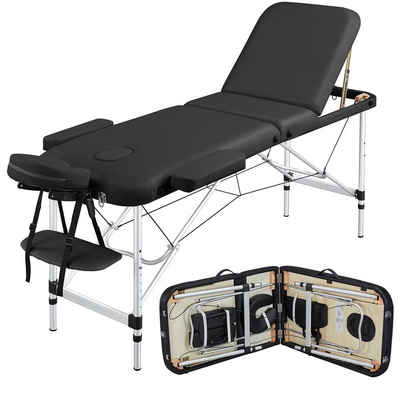 Yaheetech Massageliege, Mobile 3-Zonen Massagebett mit Kopfstütze & Handauflage