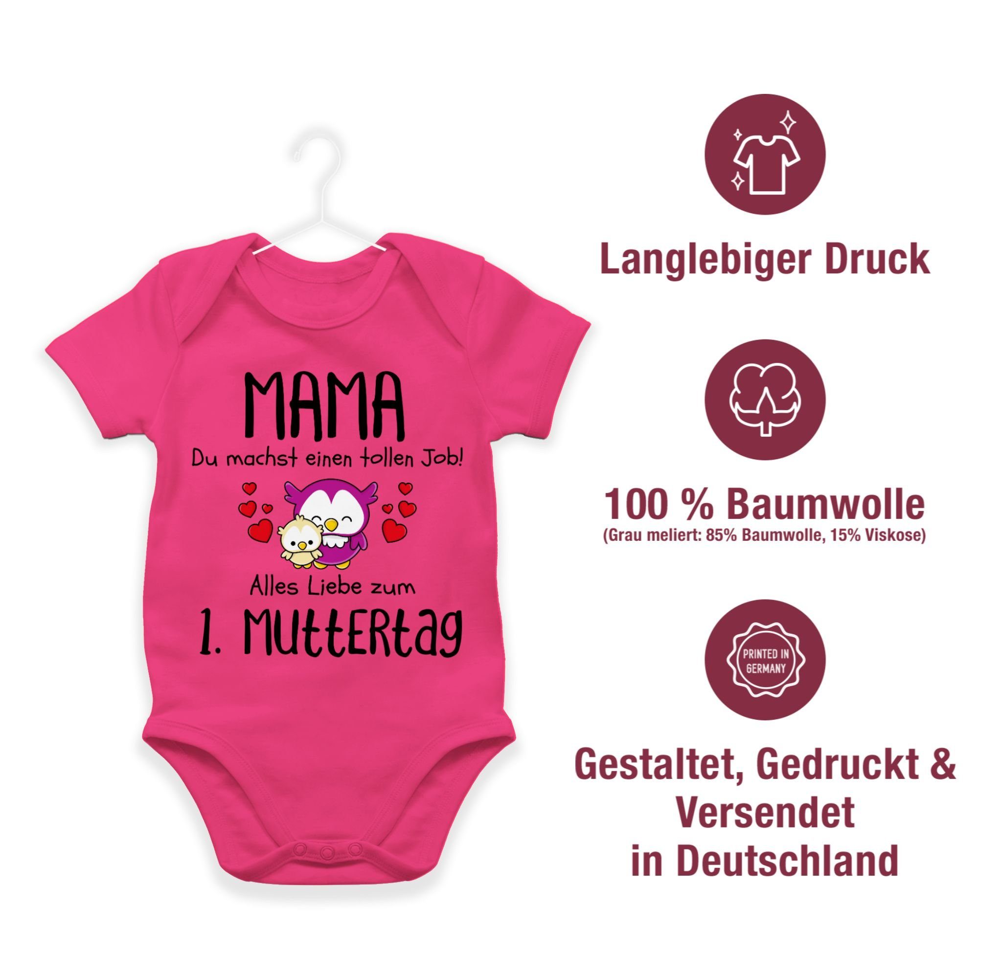 1. Erster Mama Fuchsia - Shirtbody 3 (1-tlg) Muttertag Shirtracer Muttertagsgeschenk