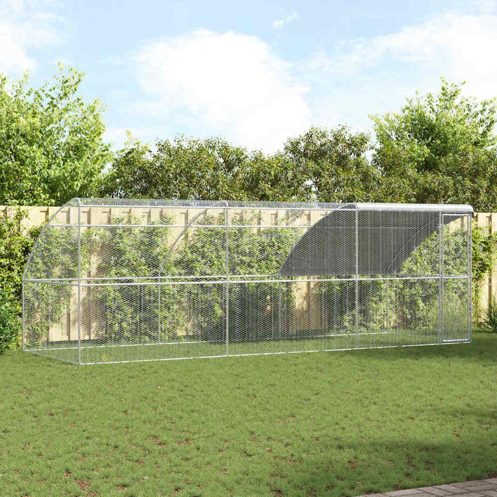 vidaXL Kleintierkäfig, Hühnerkäfig 3 pcs Silber 600 x 200 x 200 cm Stahl und PE