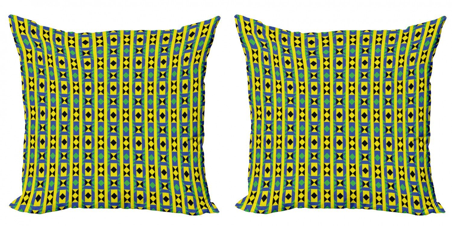 Kissenbezüge Modern Accent Doppelseitiger Digitaldruck, Abakuhaus (2 Stück), Kente Muster Geometrisches Kenia