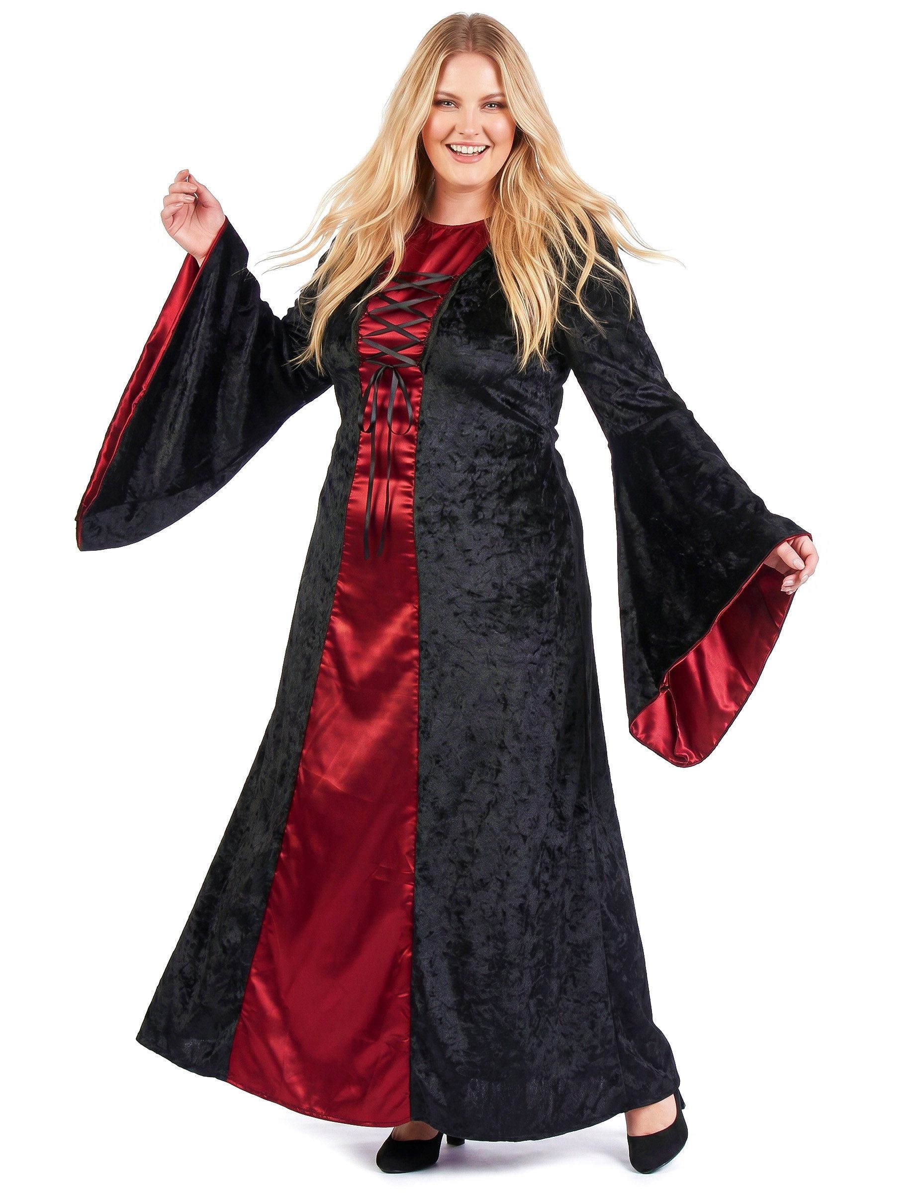 JADEO Kostüm Elegantes Hexenkostüm in Übergrösse für Damen rot-schwarz