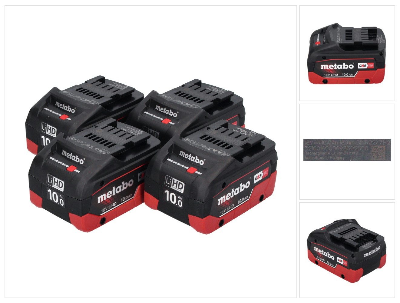 metabo LiHD Akkupack Set 4x 18 V 10,0 Ah CAS System (4x 625549000) Akkupacks