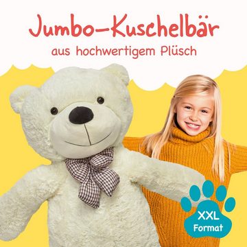 Lumaland Kuscheltier Riesen XXL-Teddybär mit Knopfaugen & Schleife 120cm