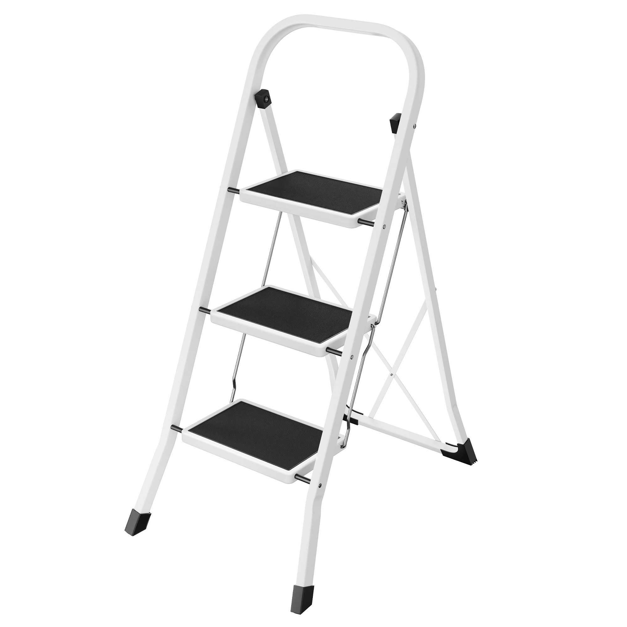 SONGMICS Trittleiter Klapptritt mit 3/4 Stufen, mit Handlauf, bis 150 kg