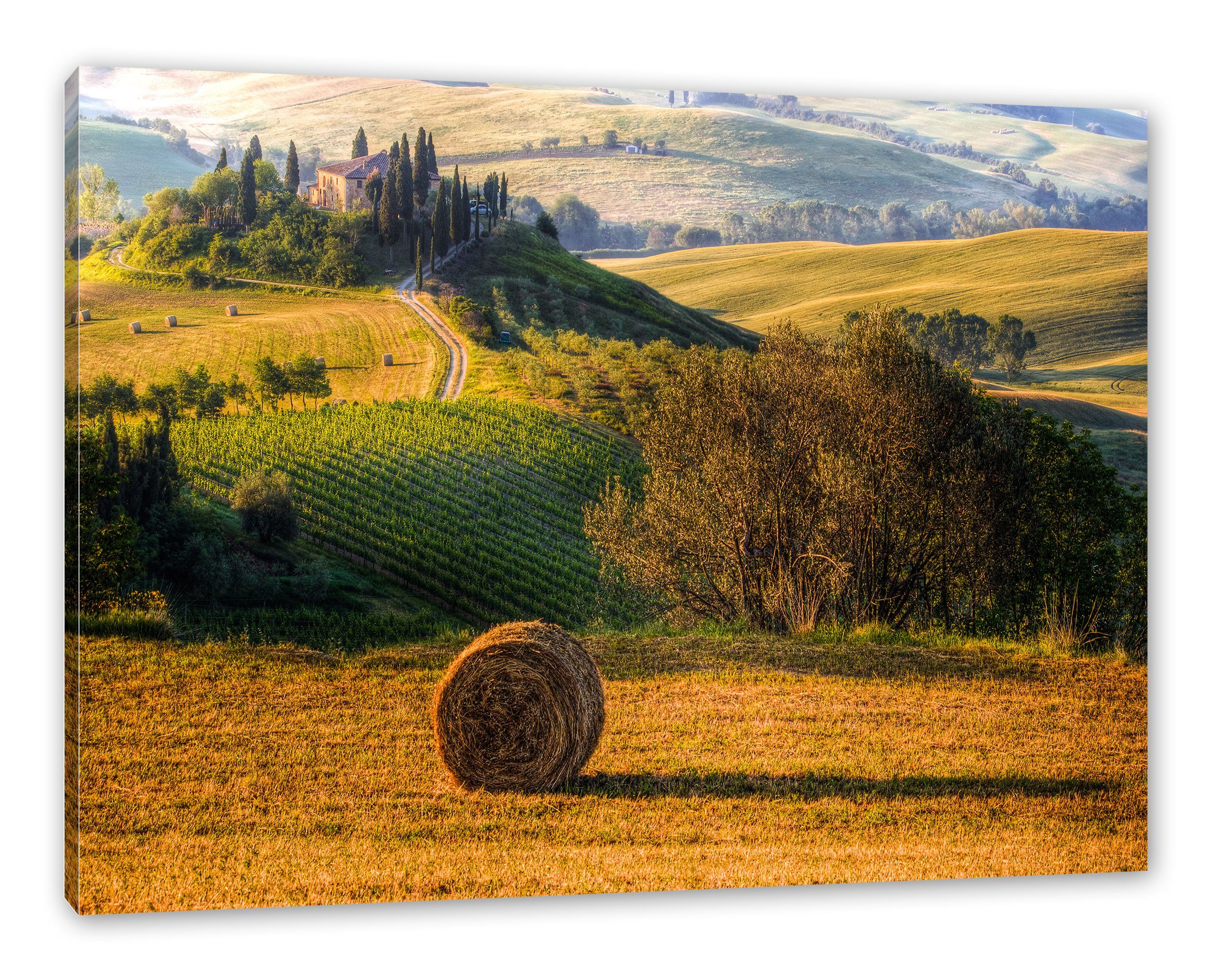 Pixxprint Leinwandbild Italienische Landschaft, bespannt, Leinwandbild Italienische St), Landschaft fertig Toskana Zackenaufhänger (1 inkl. Toskana
