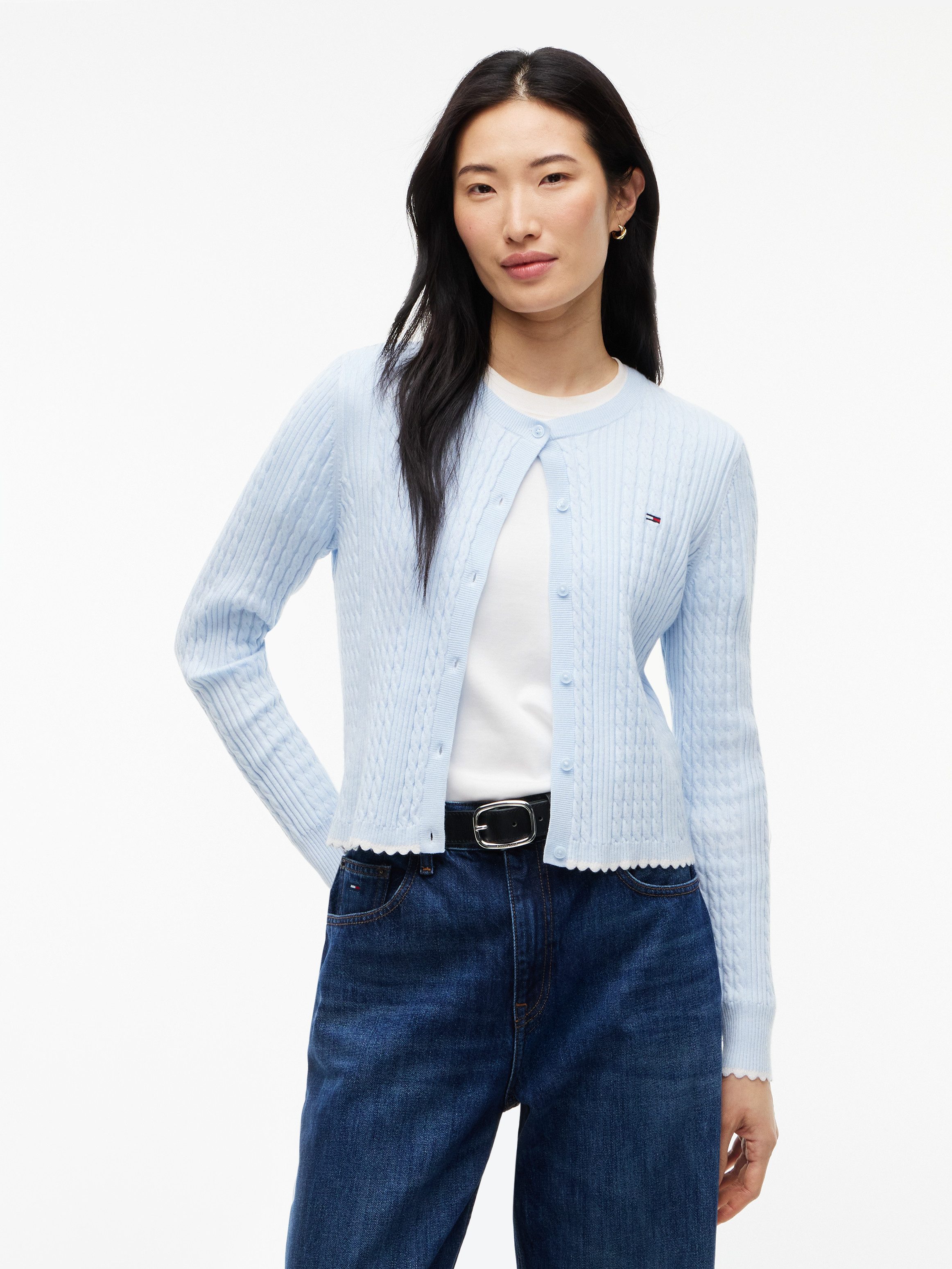 Tommy Jeans Strickjacke TJW CABLE CREW NECK CARDIGAN EXT Viskosemischung, mit Zopfmuster