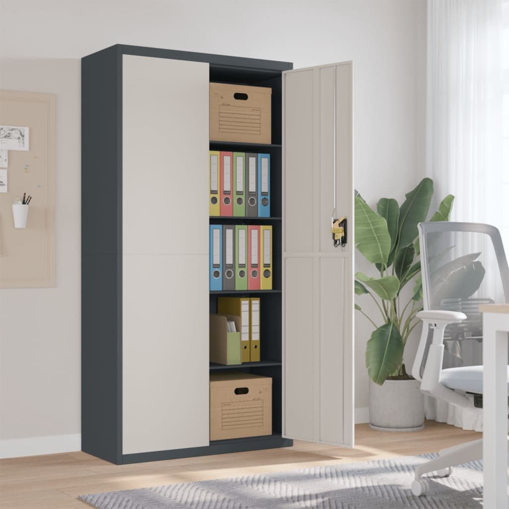 furnicato Aktenschrank Stahl cm Weiß und 90x40x180 Anthrazit