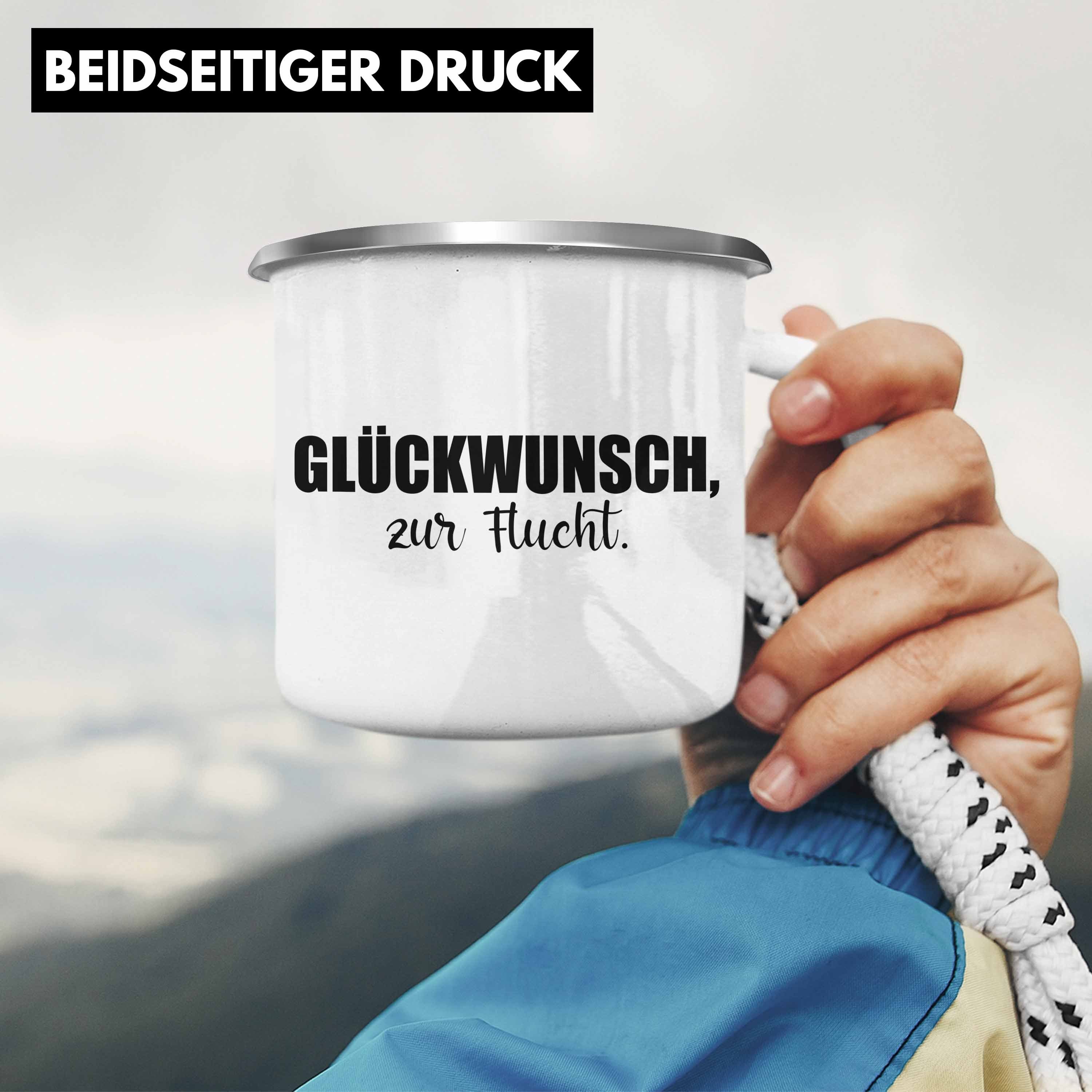 Trendation Geschenk Thermotasse - Kollege Sprüche Abschiedsgeschenk Emaille Tasse Trendation Kollegin Jobwechsel - Silber Flucht Zur Glückwunsch Lustig