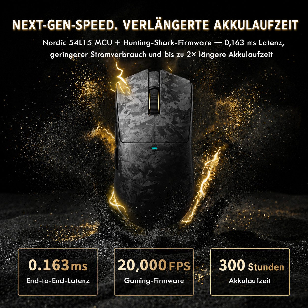 ATTACK SHARK X11 Ultra 8Khz Kabellose Gaming-Maus, Carbonfaser-Verbundgehäuse Gaming-Maus (Bluetooth, 2.4Ghz, kabelgebunden, PAW3950MAX,42000 DPI,leicht,8k,2.00 – Bild 3 von 5