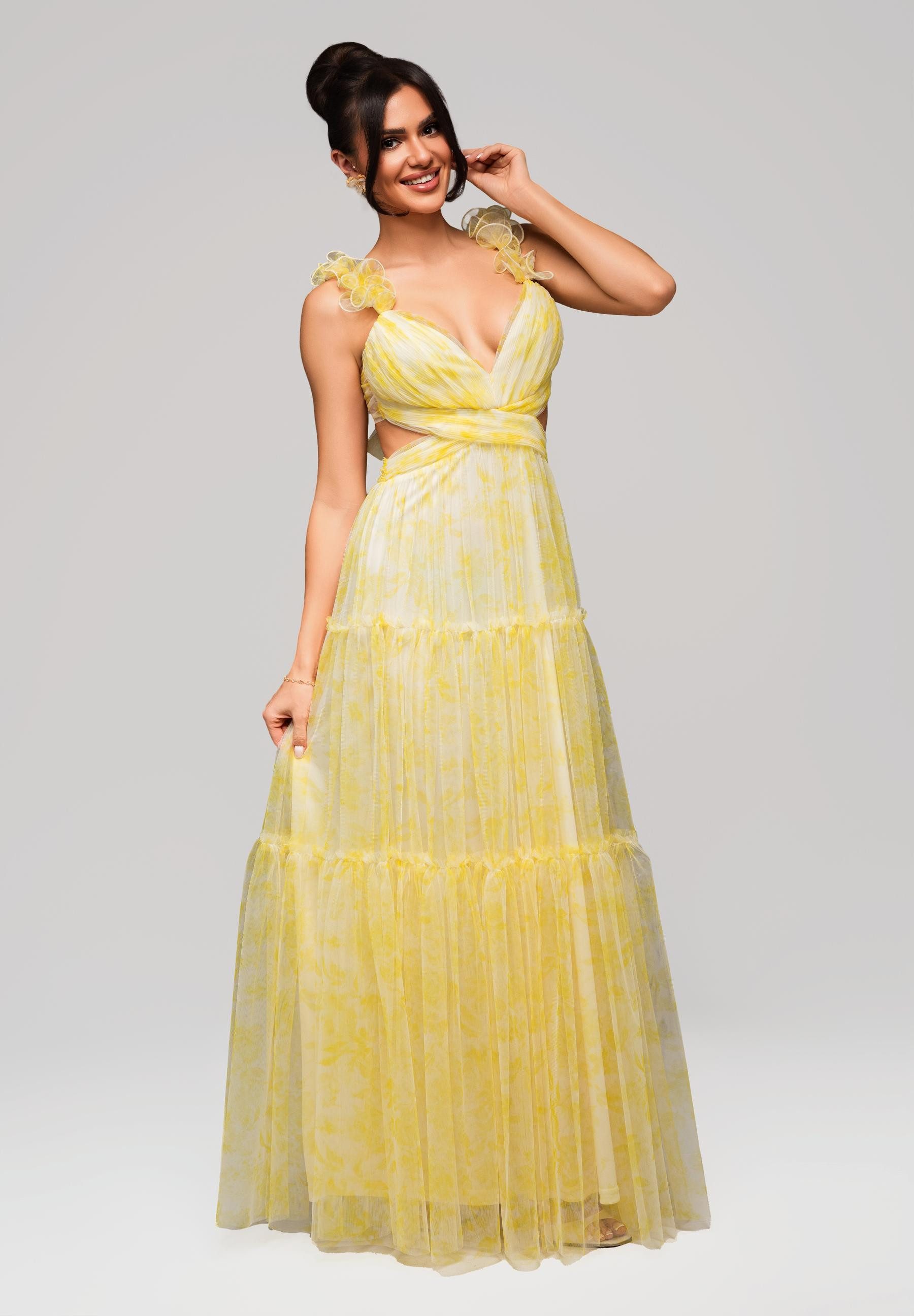 OMBRE Abendkleid Langes Chiffonkleid mit floralen günstig online kaufen