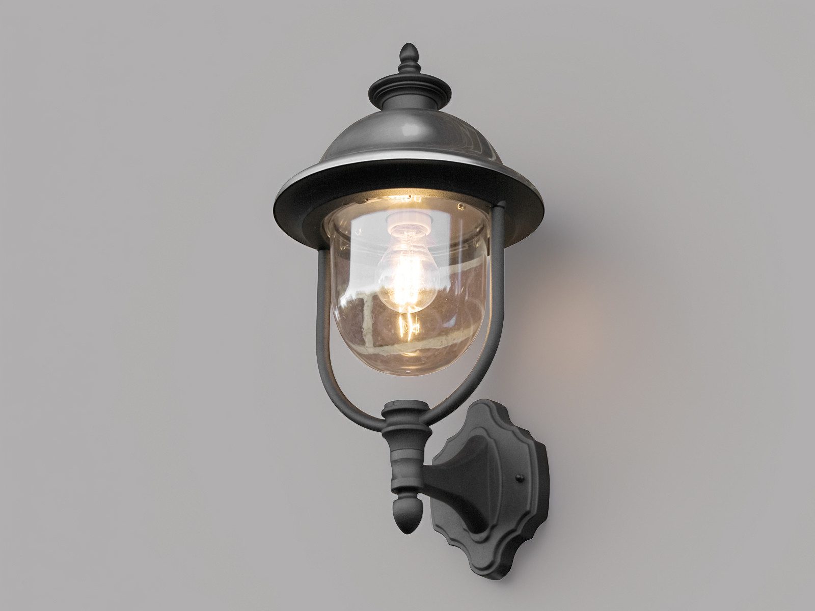 KONSTSMIDE LED Außen-Wandleuchte große Wandlaterne stehend, Höhe 48cm, LED wechselbar, Warmweiß, Wand Außenleuchte, Fassadenbeleuchtung Landhausstil inkl. Leuchtmittel