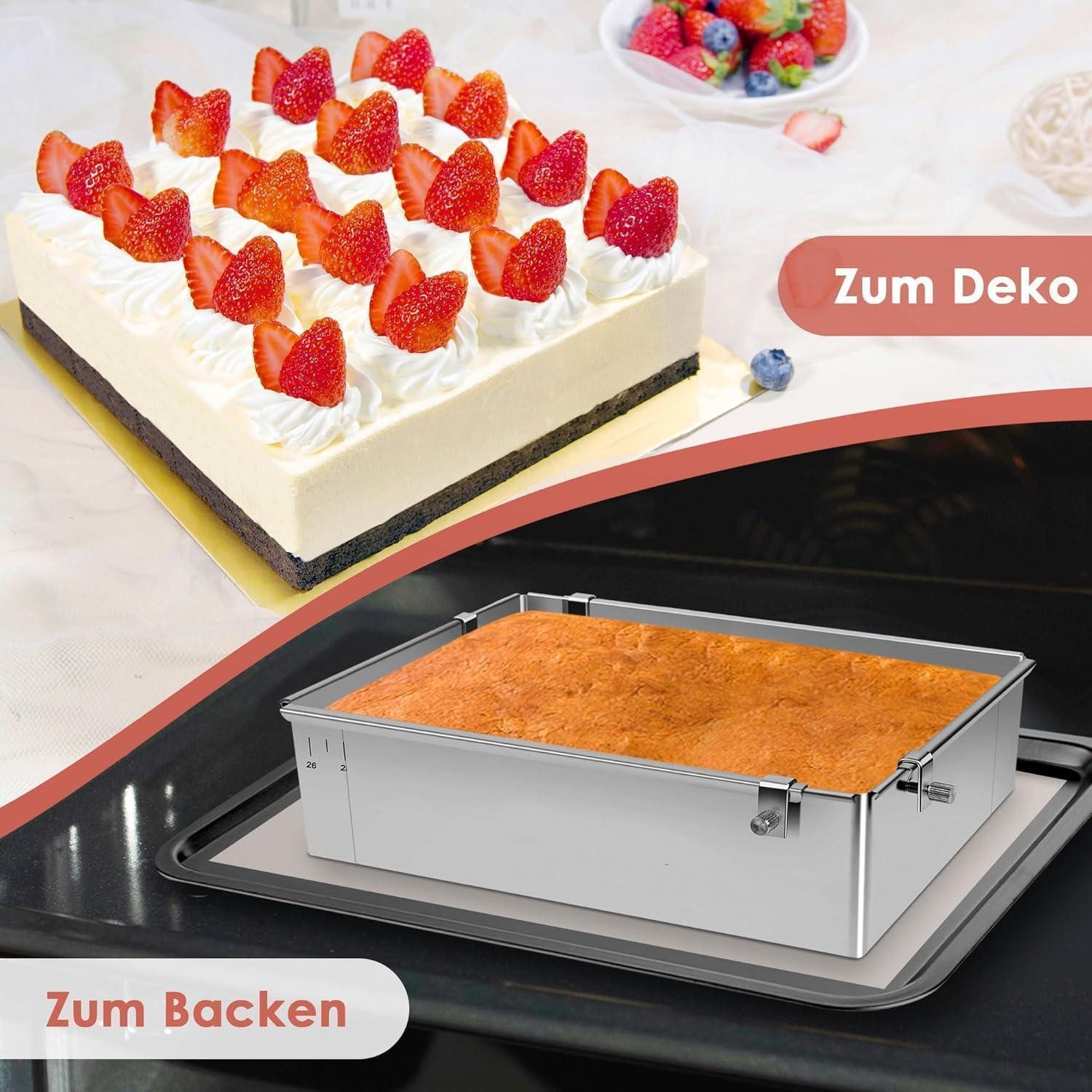 LuxusKollektion Backrahmen Backrahmen 8 cm verstellbar Edelstahl quadratische Kuchenform SEO