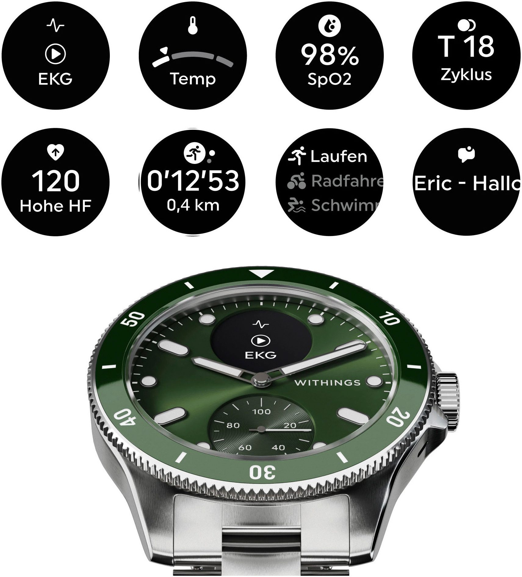 Withings ScanWatch Nova 42mm, bis 35 Tage Akku, Wasserdicht bis 100 M Smartwatch (1.6 cm/0.63 Zoll), luxuriöse Hybrid-Smartwatch mit Fitnesstracking u, Gesundheitsmessung