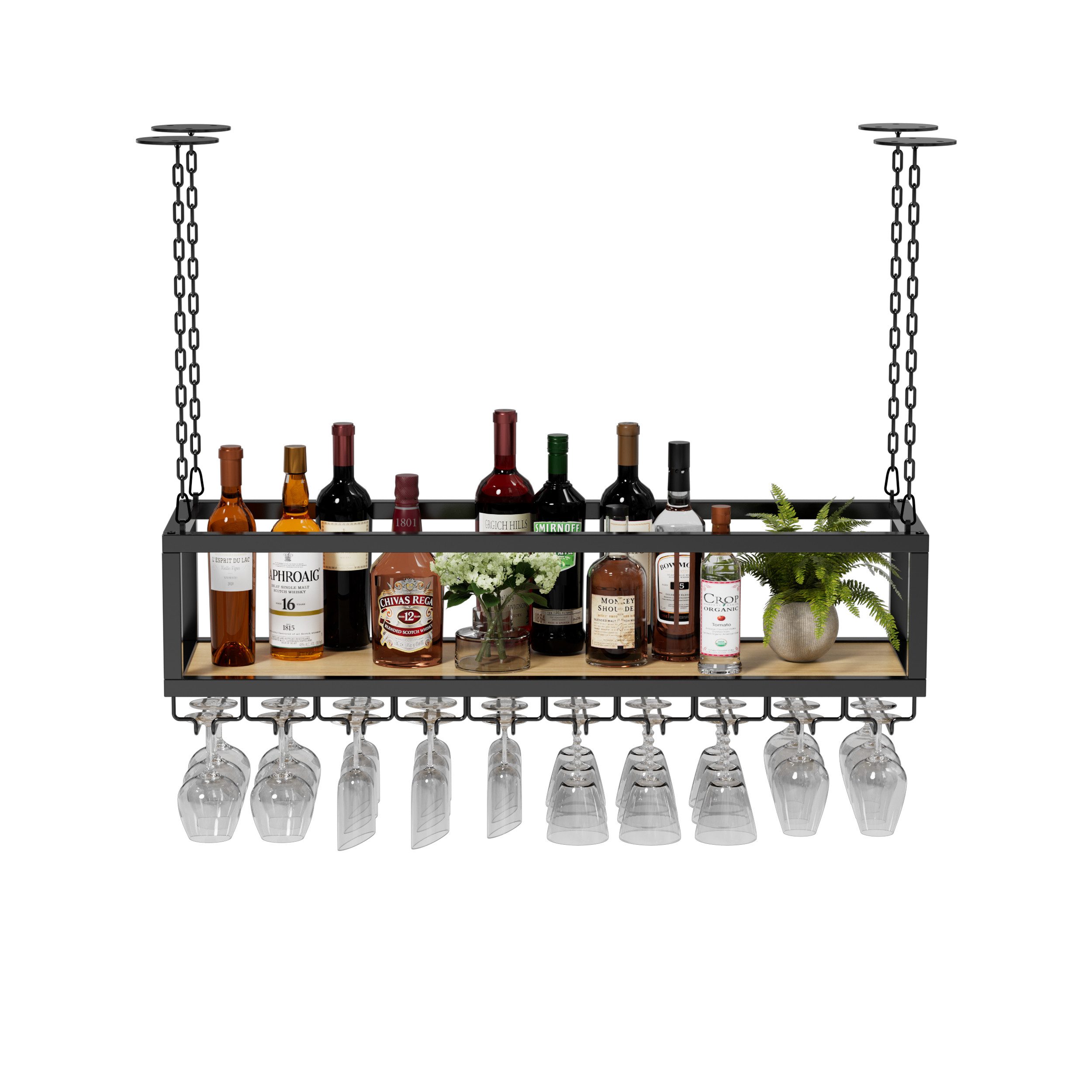 TWSOUL Weinregal Decken-Weinregal im Industrie-Stil, Höhenverstellbarer, Hä günstig online kaufen