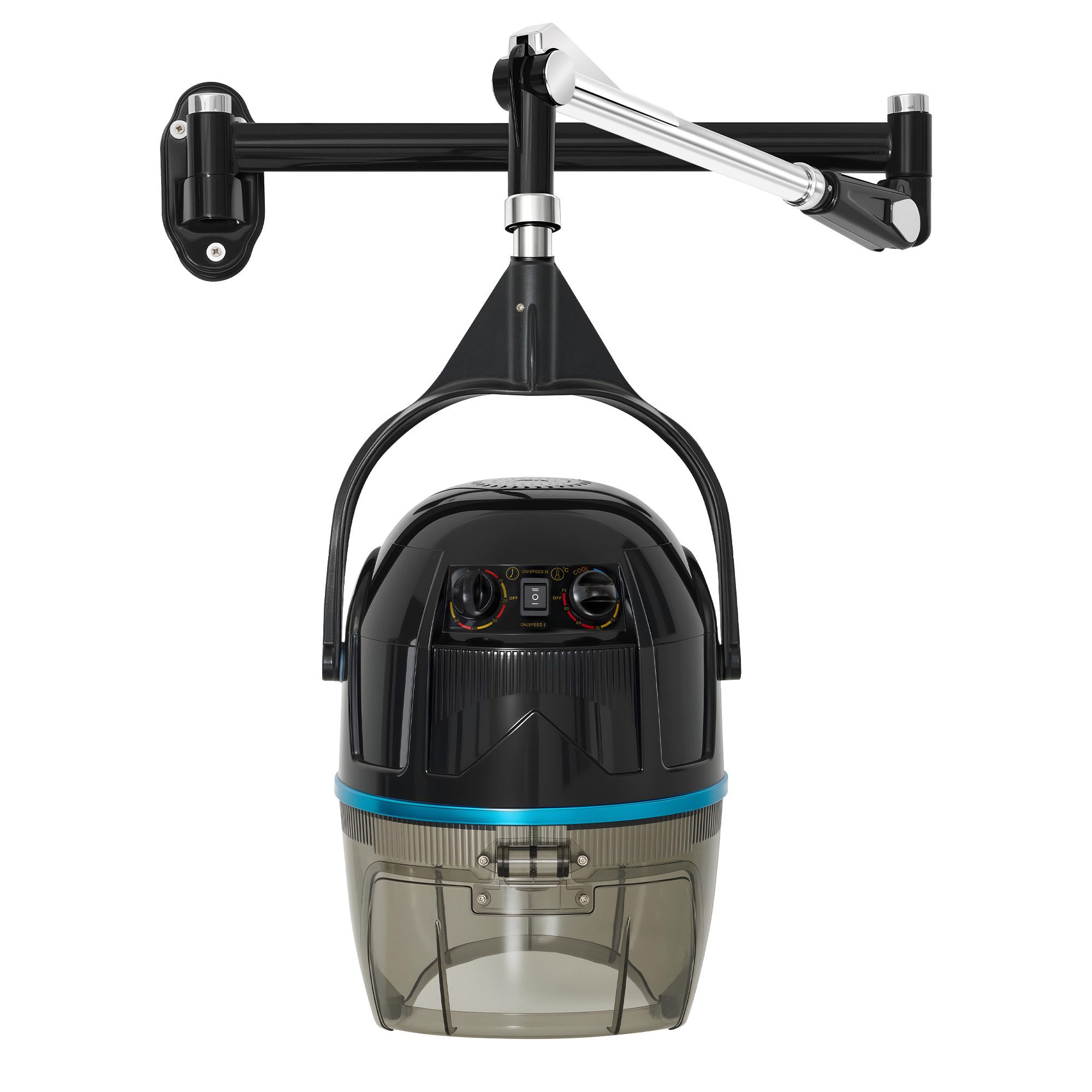 Barberpub Haartrockenhaube BarberPub Wandmontage Trockenhaube für Haare TR272 (Schwarz), 1100W, ausziehbar 148,5 cm, 0-75°C & 60 Min Timer Verstellbar