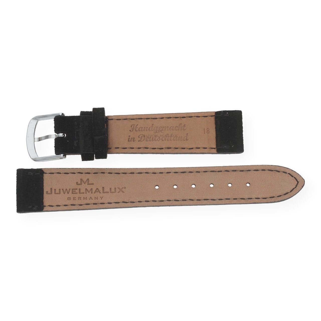 JuwelmaLux Uhrenarmband JuwelmaLux Uhrenband Veloursleder schwarz JL38-10-0062