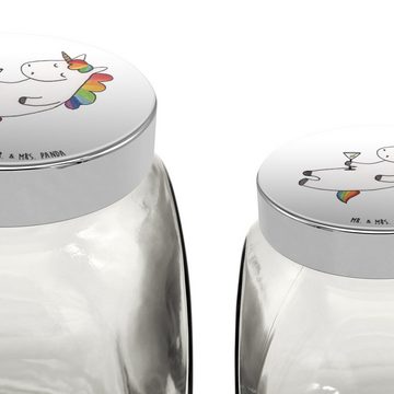 Mr. & Mrs. Panda Vorratsglas XL 2000ml Einhorn Cocktail - Weiß - Geschenk, Küchenorganizer, Spruch, Premium Glas, (1-tlg), Stilvoll & Praktisch