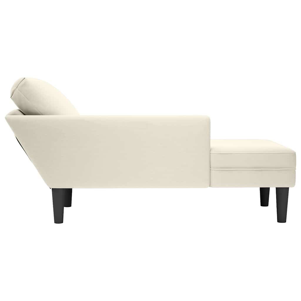 vidaXL Chaiselongue, Chaiselongue mit Kissen und Rechter Armlehne Creme Samt