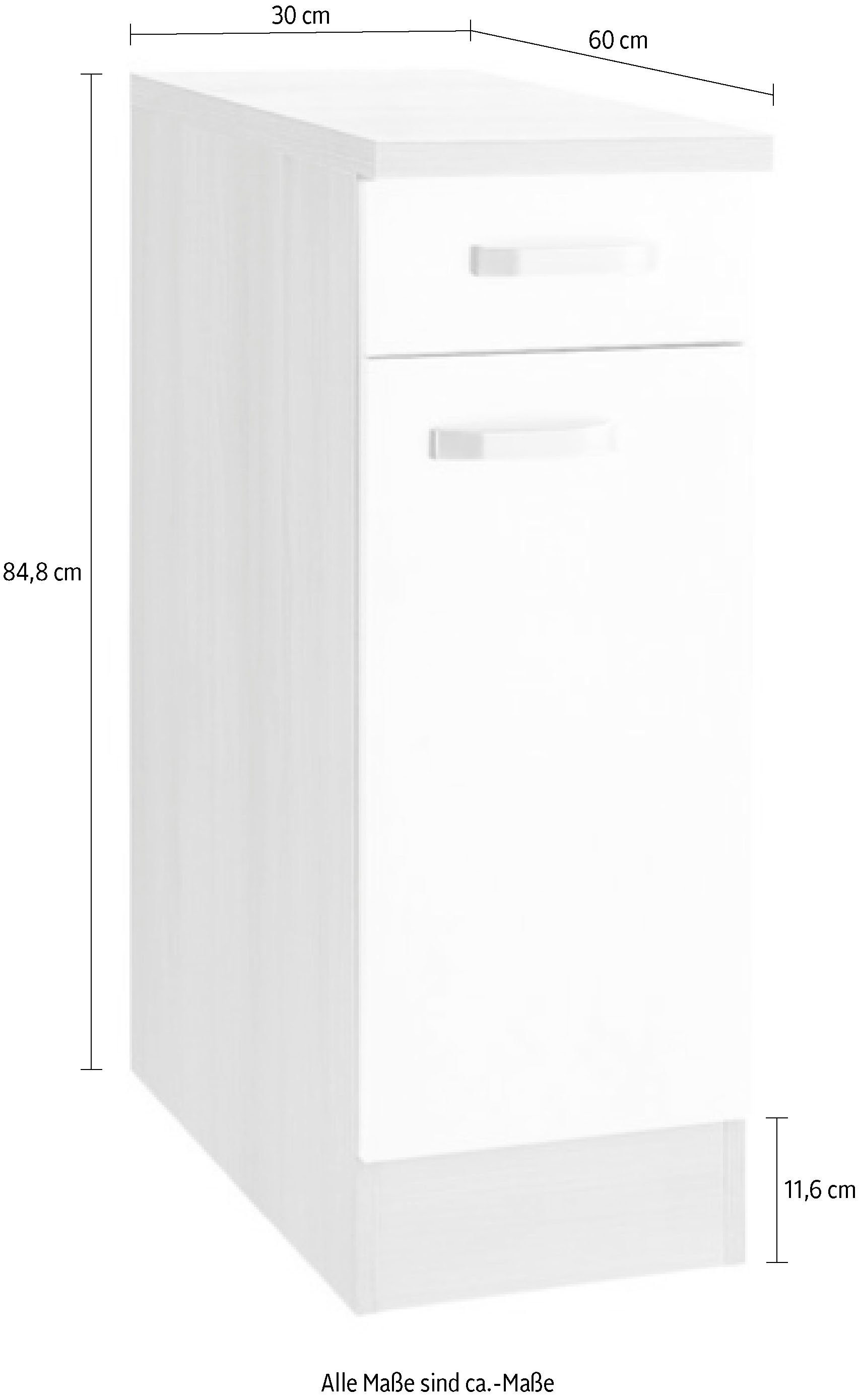 OPTIFIT Unterschrank Faro, mit Metallgriffen, Breite 30 cm