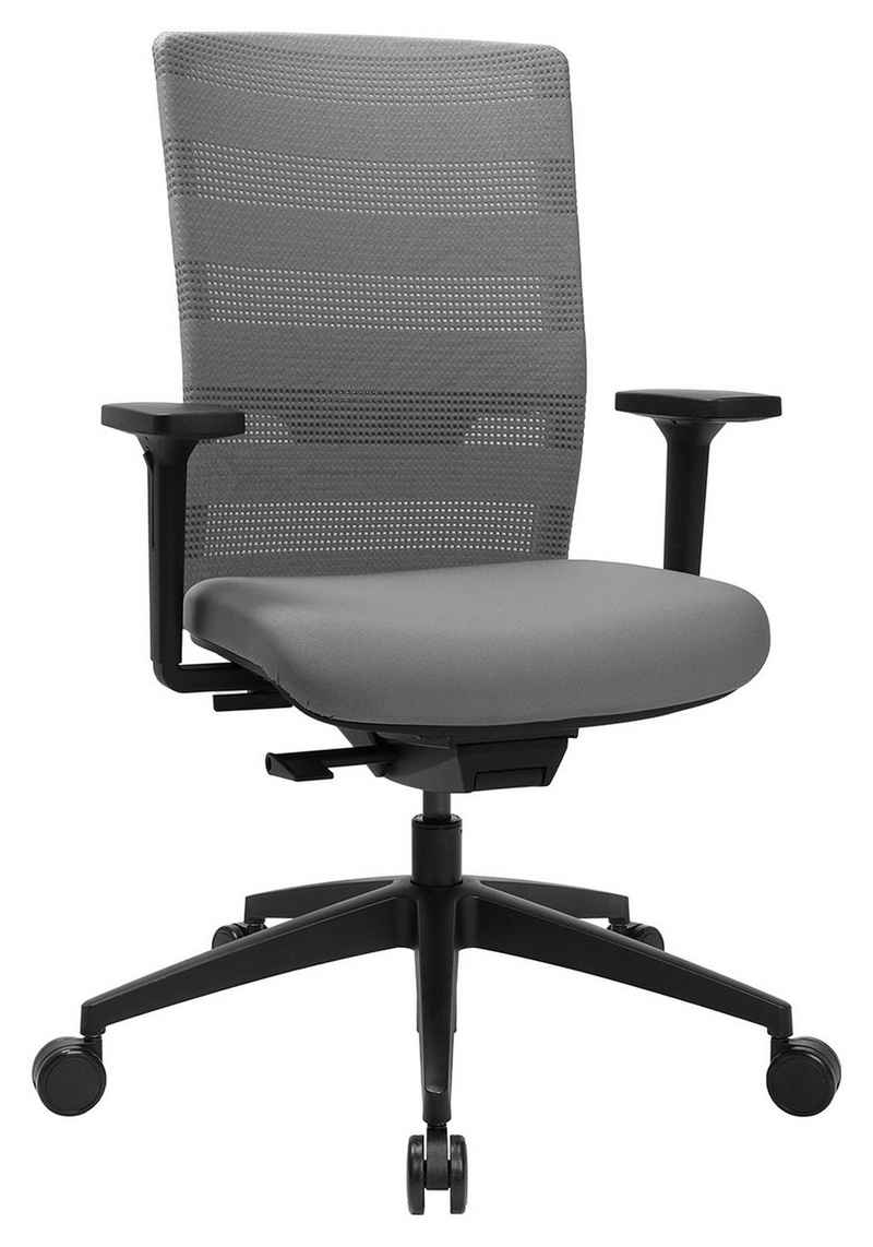 TOPSTAR Bürostuhl SITNESS AIRWORK, Grau, Schwarz, Polyester, 3D-Armlehnen, Höhenverstellbar, verstellbare Lordosenstütze