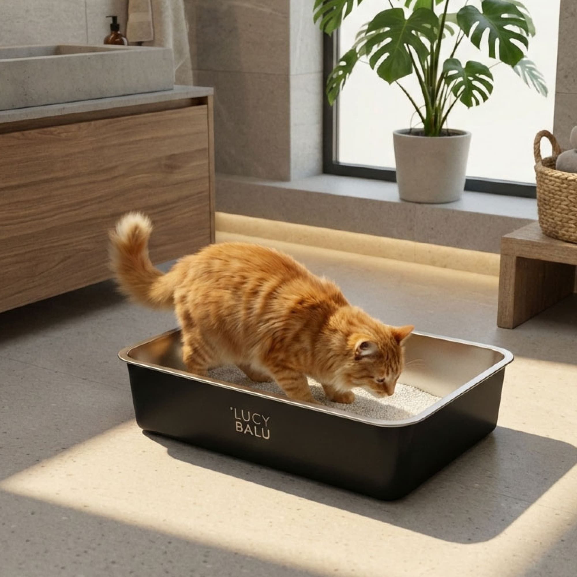 LucyBalu Katzentoilette STEELOO Edelstahl Katzenklo geruchsfrei, Katzentoilette aus Edelstahl