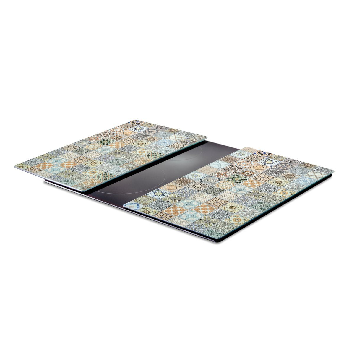 Zeller Present Schneide- und Abdeckplatte Mosaik, (Set, 2 tlg), nostalgisches Design