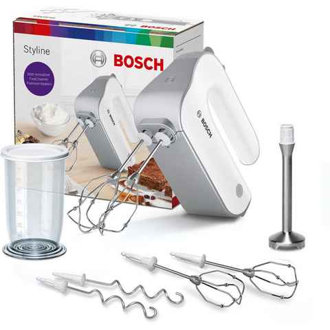 BOSCH Handmixer Styline MFQ4075DE, 550 W, 2 Rührbesen, 2 Edelstahl-Knethaken, 2 Turbobesen, Pürierstab