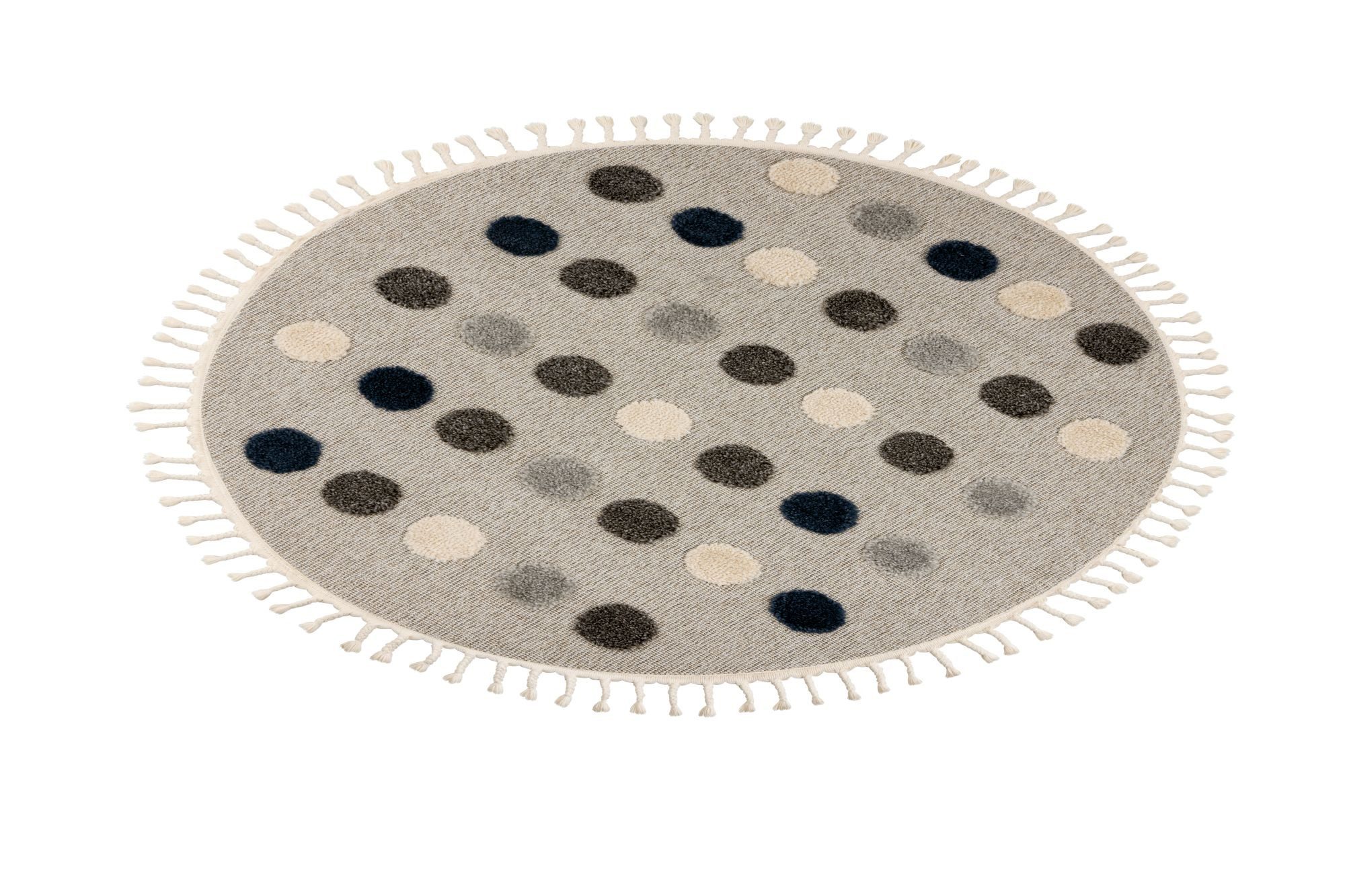 Kayoom Kinderteppich Modena 419, rund, Höhe: 11 mm, auch in rund, Kurzflor, Hoch Tief, mit Fransen