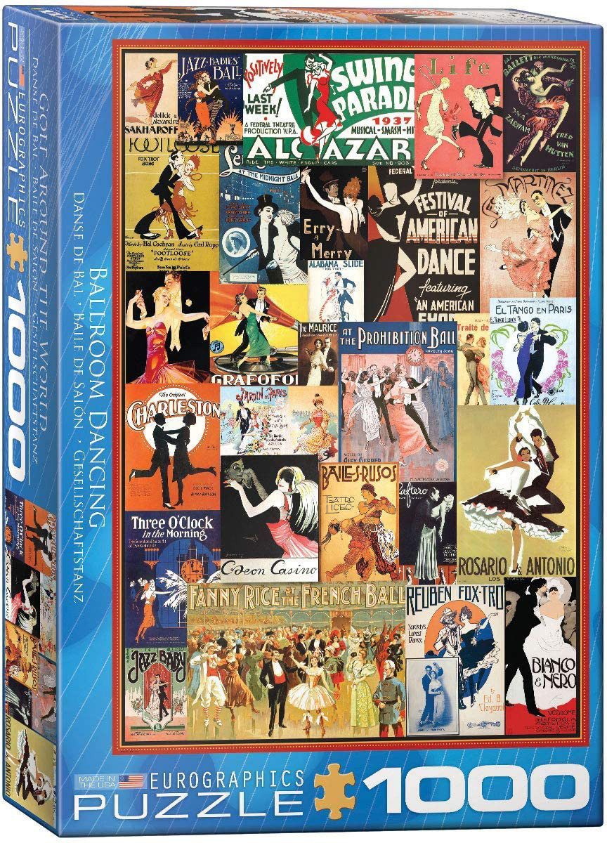 Puzzle 1000 Teile Puzzle - Puzzle - Vintage Art Deco - Klassische Tanzplakate, Puzzleteile