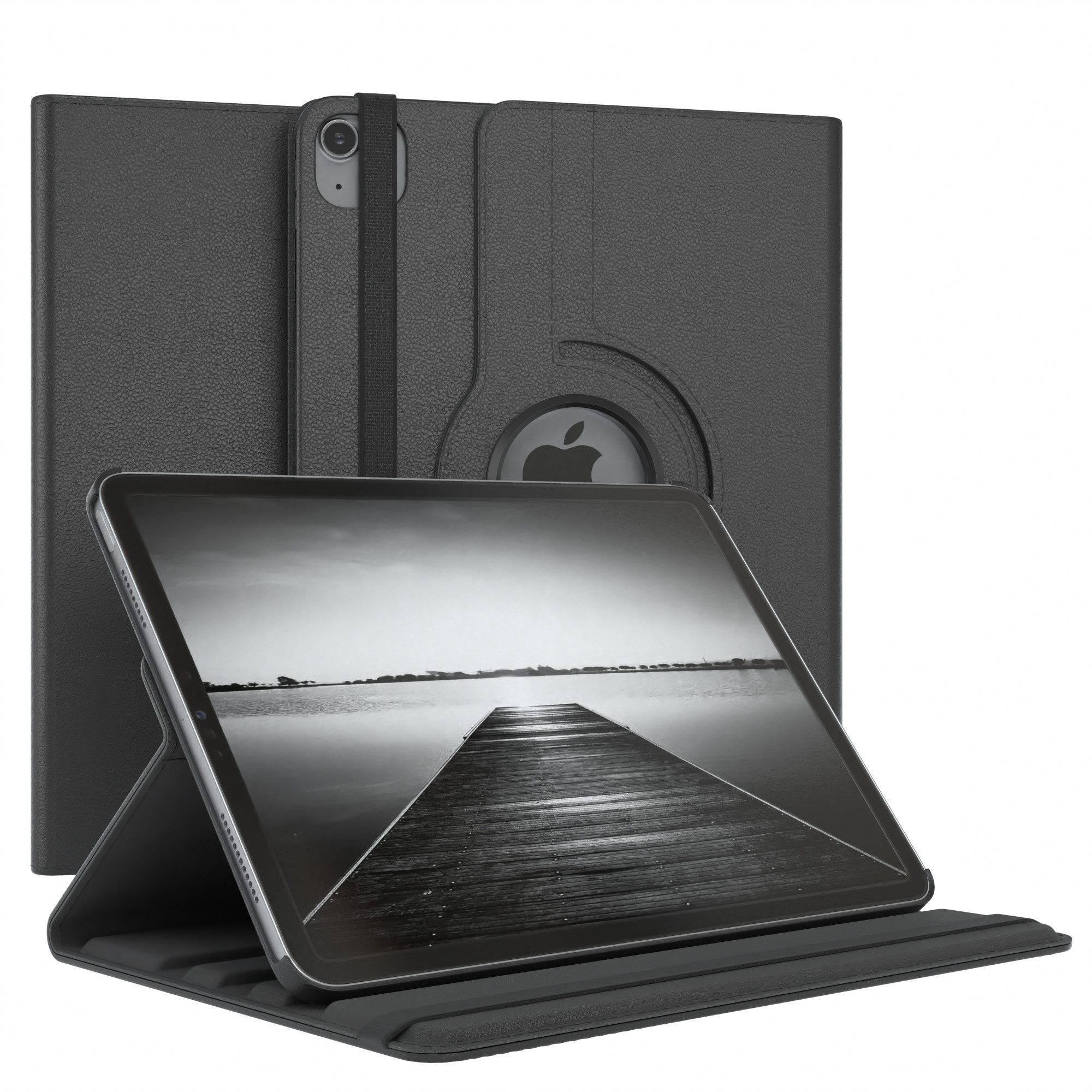 EAZY CASE Tablet-Hülle Rotation Case für iPad Air 4/Air 5 (2020/2022) 10,9 Zoll, Hülle 360° drehbar mit Standfunktion Etui Anti-Kratz Tasche Schwarz