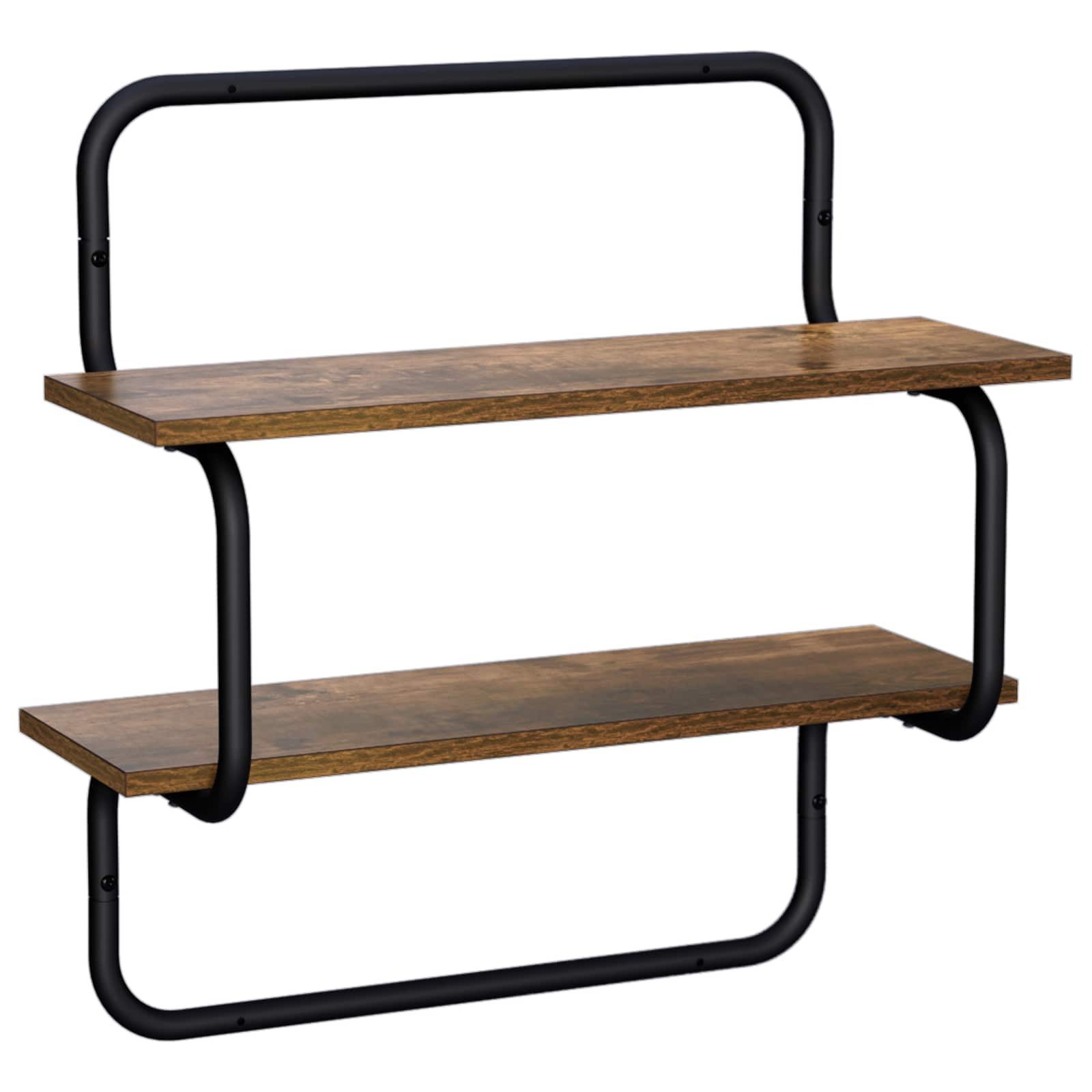vidaXL Regal 2-stöckiges Wandregal Räuchereiche 60 x 24,5 x 61 cm, 1-tlg.
