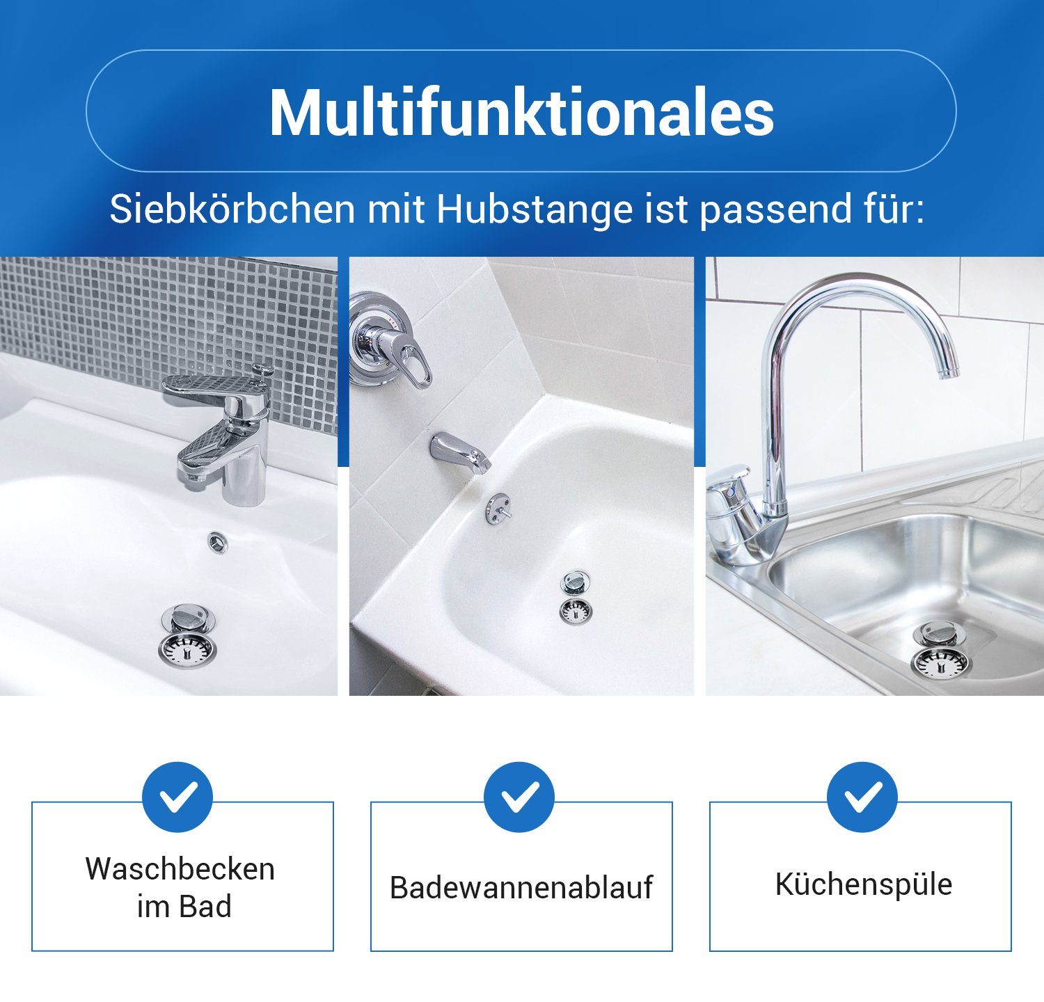 AQUADE Abfluss-Siebkörbchen Abfluss-Siebkörbchen Ø81mm, Edelstahl, für Siebkorbventil Spüle