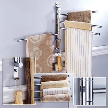 GOOLOO Handtuchhalter mit 4 Drehen, schwenkbar, 304 Edelstahl, Handtuchstange, 180° Schwenkbar Bad Handtuchhalter
