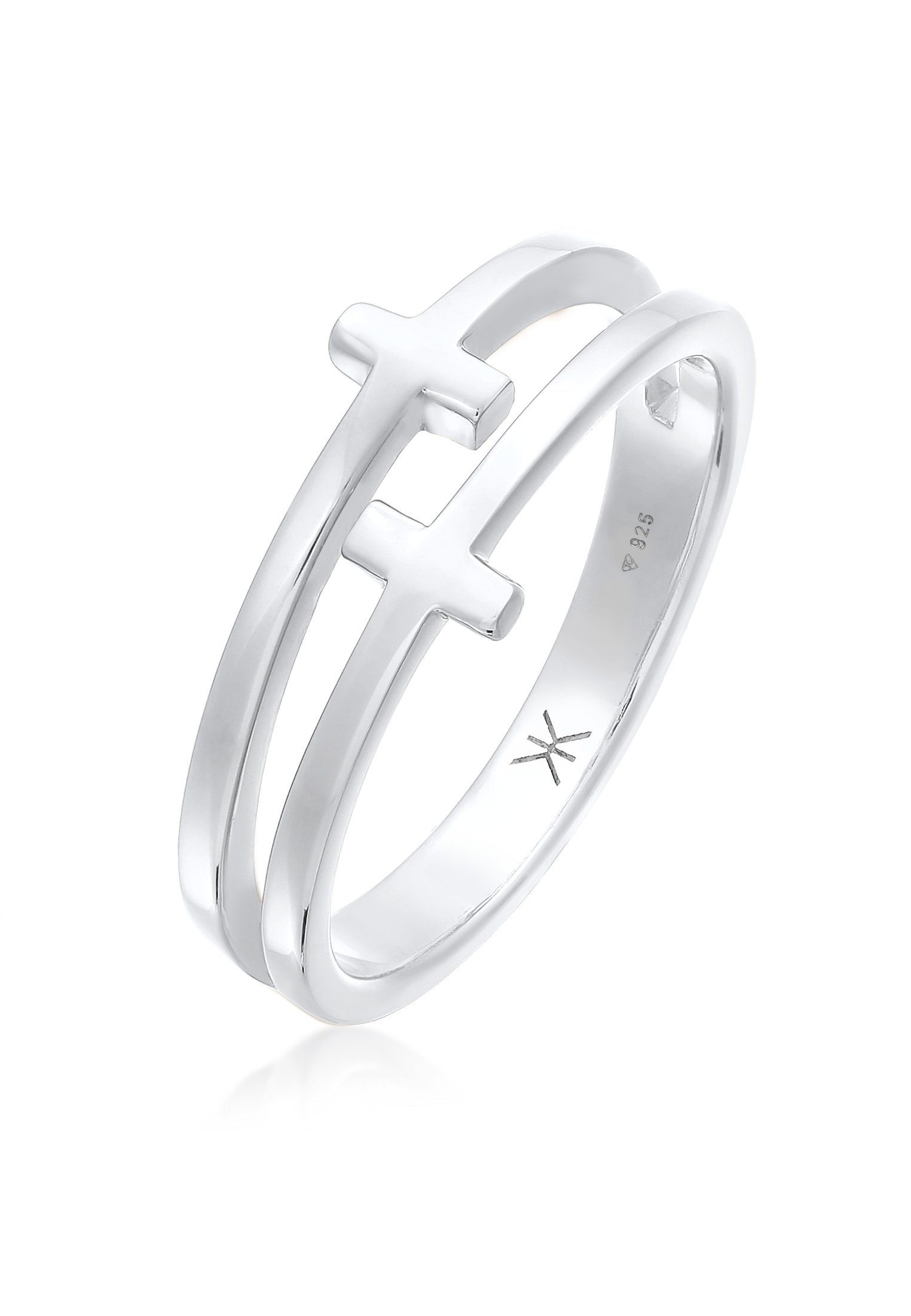 Silberring Herren Kreuz Double 925 Silber