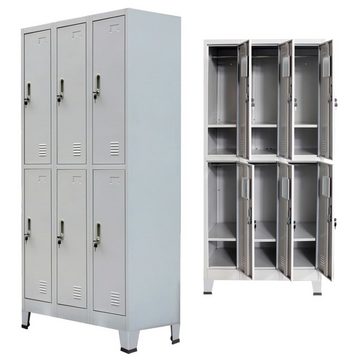 vidaXL Kleiderschrank Schließfachschrank mit 6 Fächern Stahl 90x45x180 cm Grau