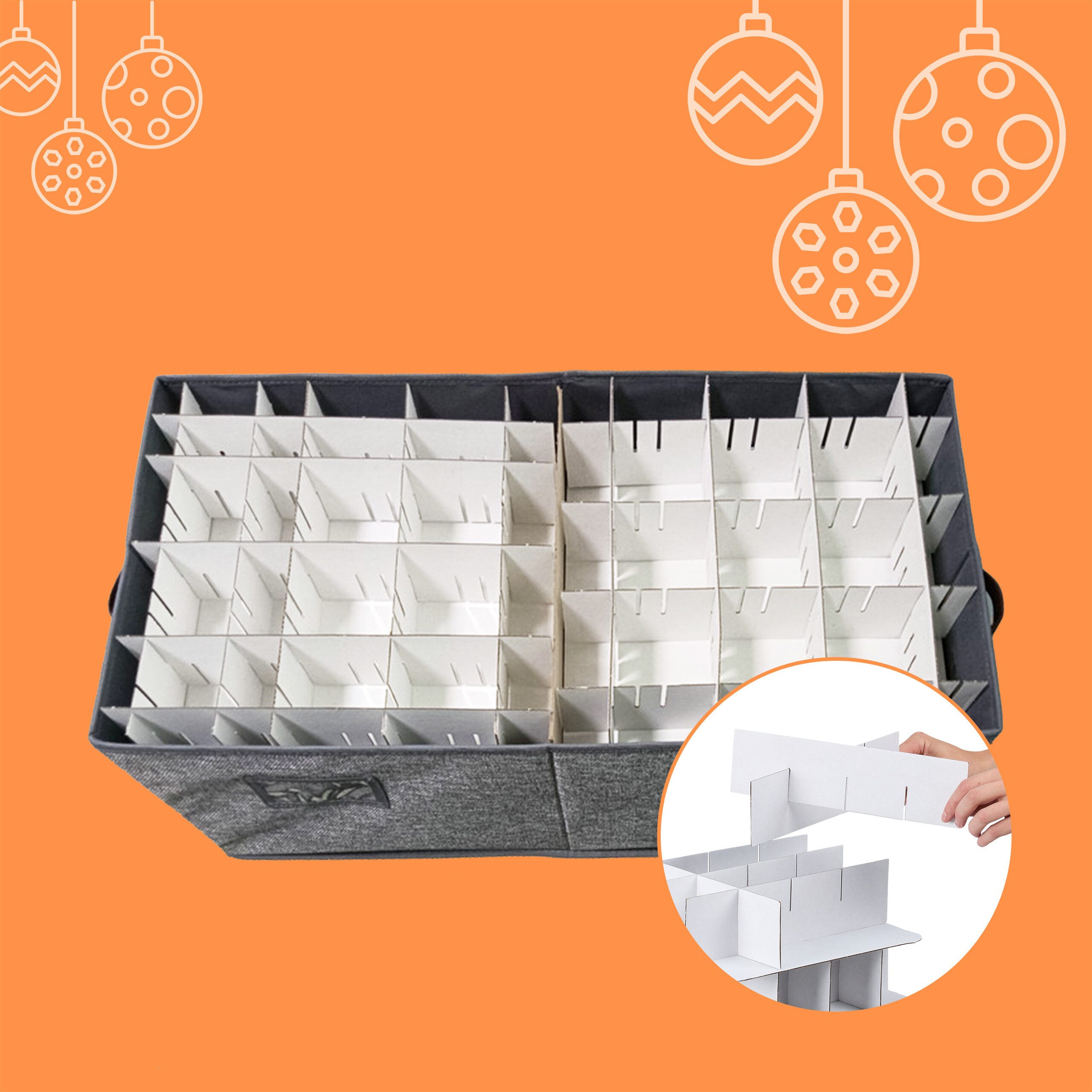 relaxdays Aufbewahrungsbox Weihnachtskugel Aufbewahrungsbox (1 St), grau – Bild 5 von 5
