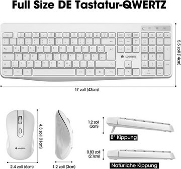 KOORUI Spielen Kabellos, Leise Deutsches Layout QWERTZ Tastatur- und Maus-Set, mit 12 Funktionstasten 2.4 GHz für Windows,MacOS,Linux mit PC Spielen