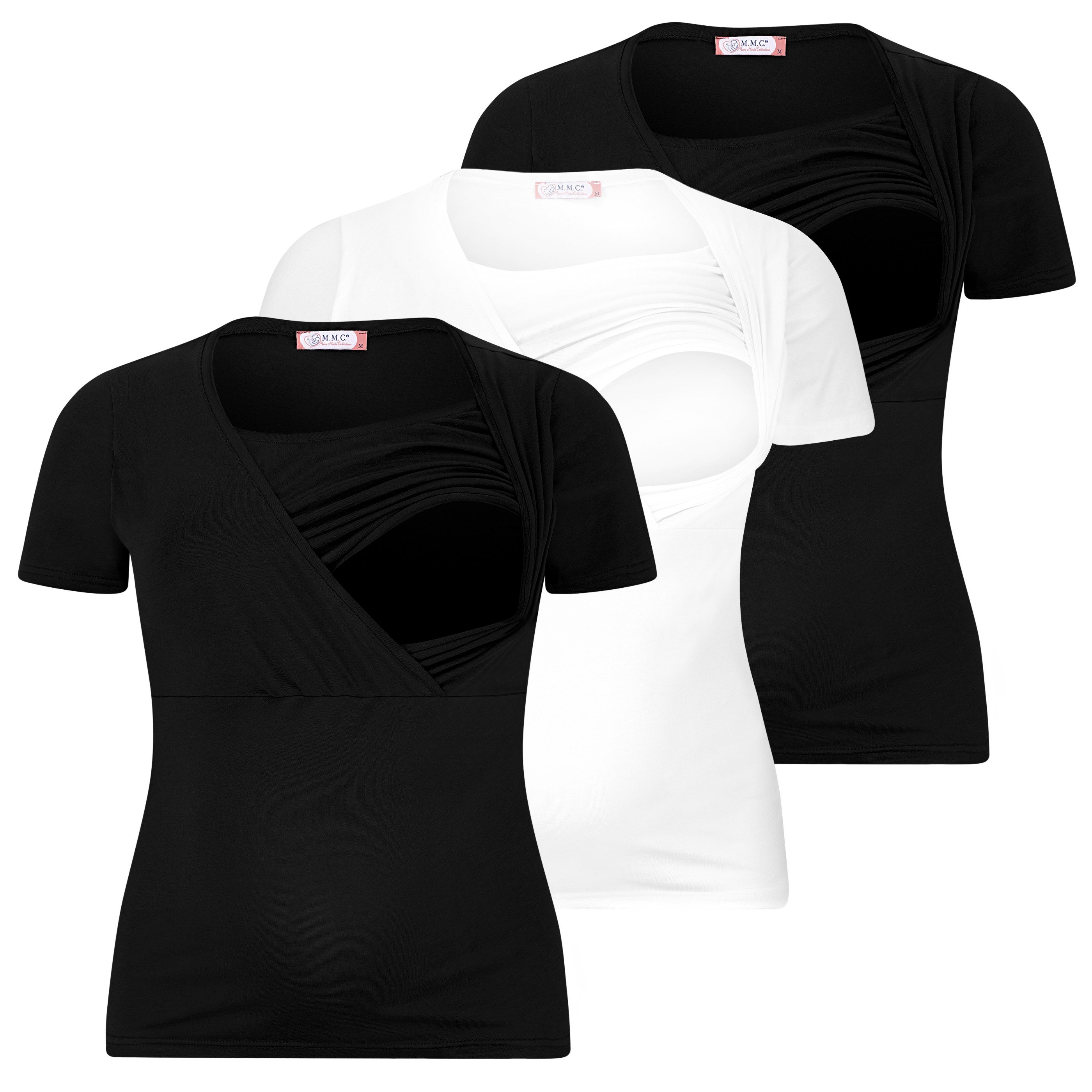 M.M.C. Stillshirt Stillmode Umstandsshirt 3er Set Umstandsmode (3-tlg) Schwangerschaftsshirt