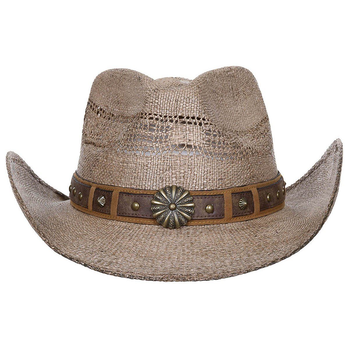 FoxOutdoor Strohhut Strohhut, "Colorado", Western Hutband, Style mit Hutband braun mit