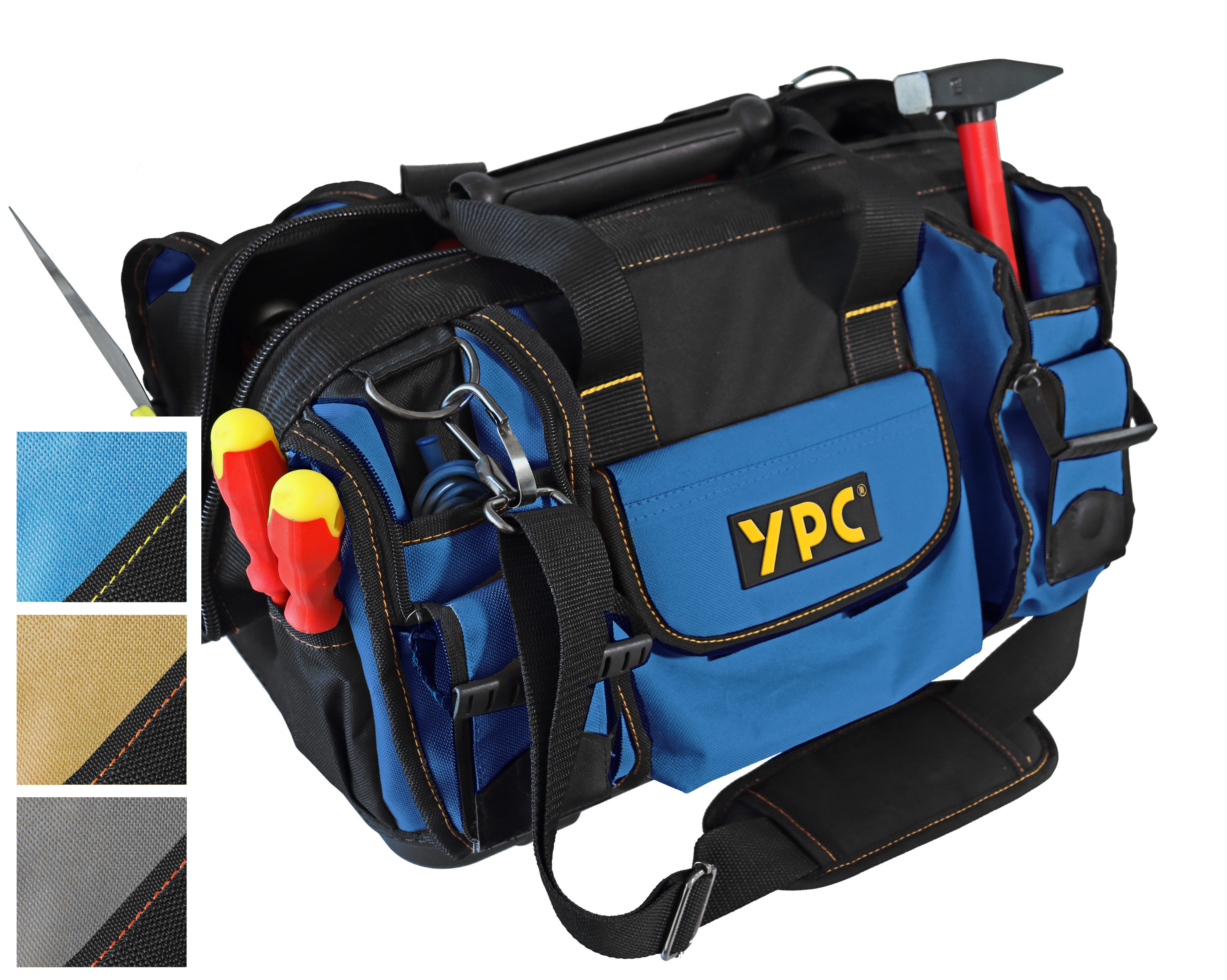 YPC Umhängetasche "Craftsman" Werkzeugtasche XXL, 42x30x25cm, 40 Liter, Verstärkte Nähte, Schultergurt mit Polster, Kunststoff-Handgriff