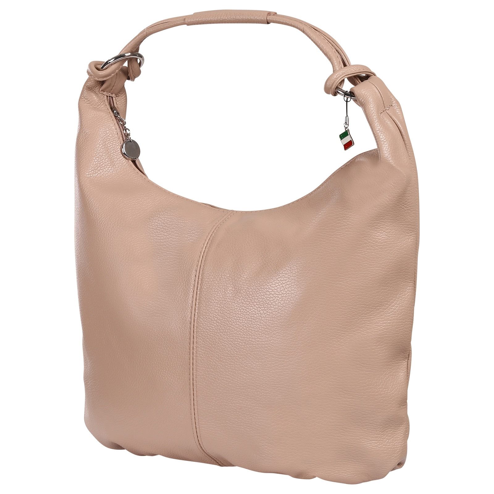 FLORENCE Schultertasche Florence Damen Schultertasche Hobo Bag (Schultertasche), Damen Schultertasche Leder, rosa ca. 45cm x ca. 35cm hoch