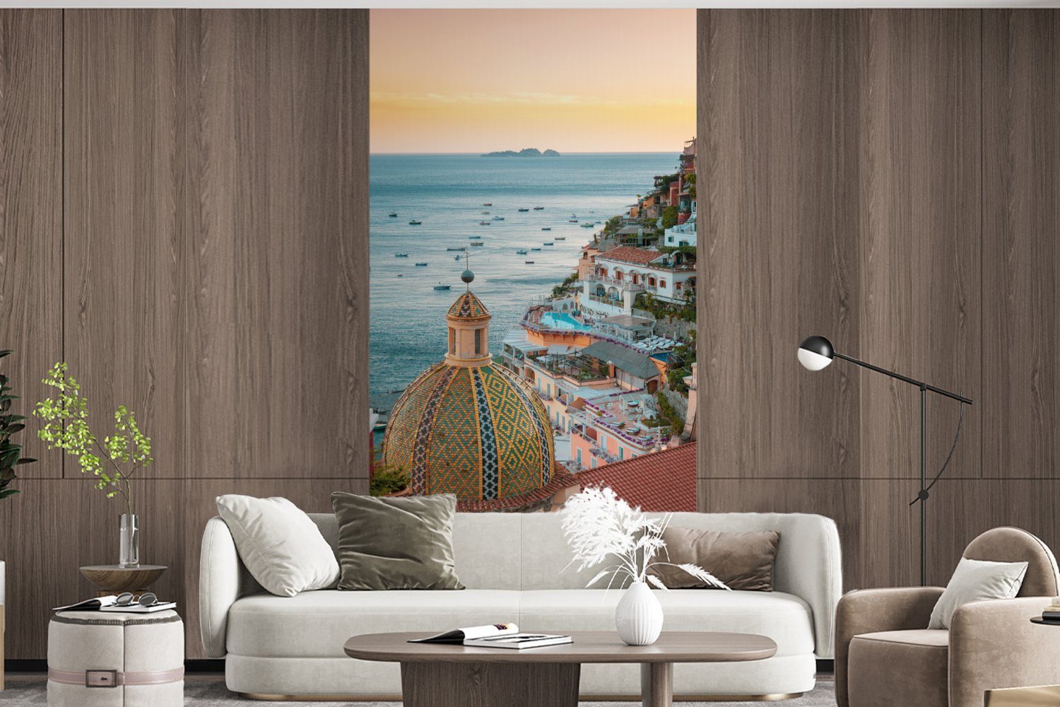 (2 Matt, - MuchoWow Küche, Vliestapete bedruckt, für Positano Meer, Fototapete - Wohnzimmer Italien Fototapete Schlafzimmer St),