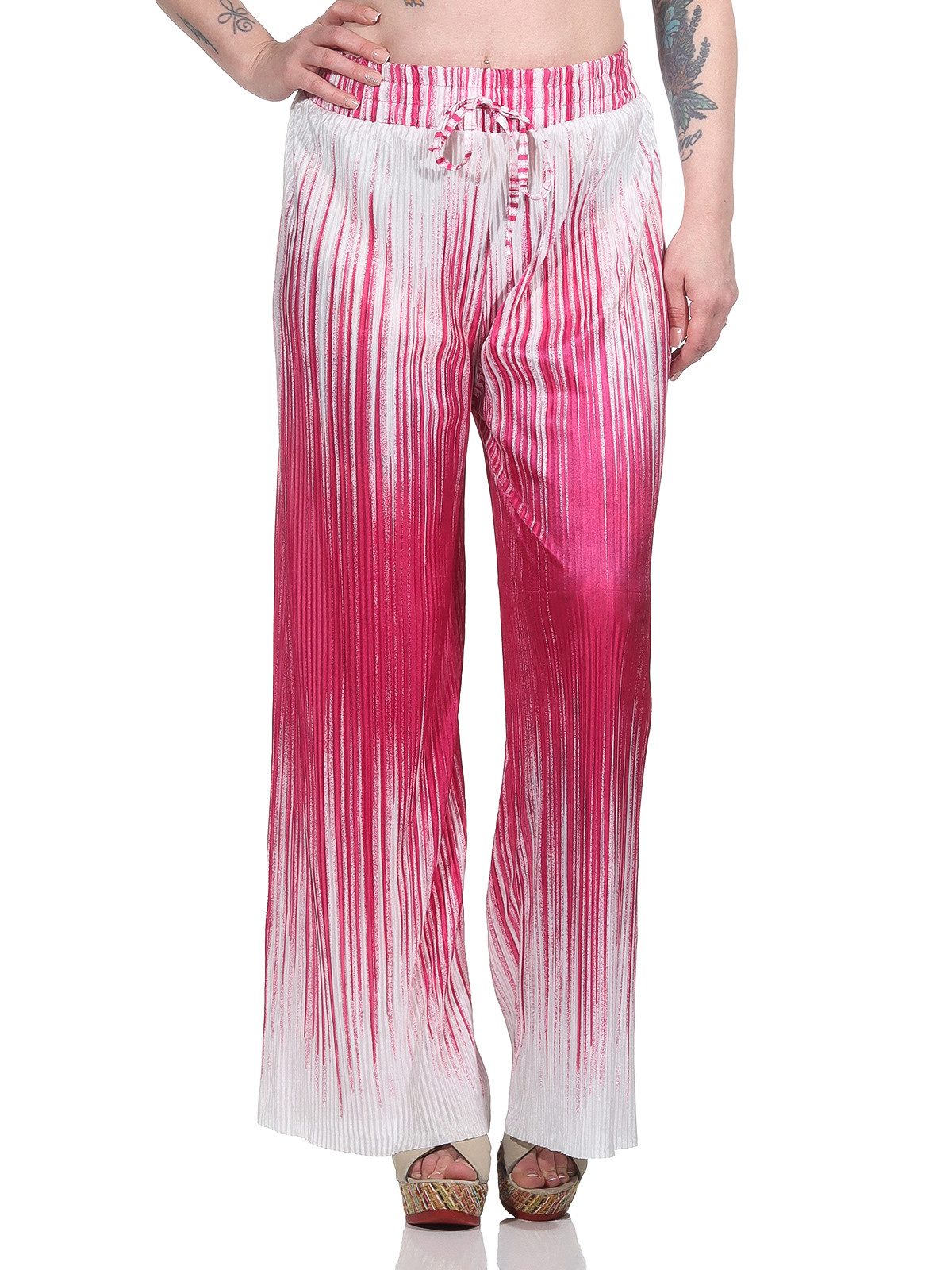 Aurela Damenmode Palazzohose Marlene Hose für Damen sommerliche Plisseehose Damen Culotte luftige & leichte Plissee Hose i, Ombré Look
