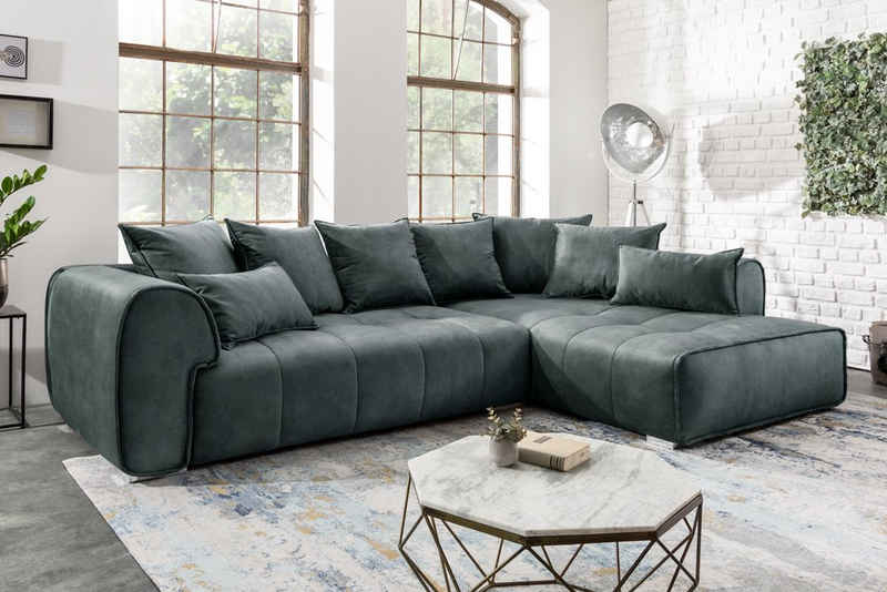 riess-ambiente Ecksofa CLAN 320cm anthrazit, 2 Teile, Eckcouch · XXL · inkl. Kissen · Samt · Wohnzimmer · Modern Design