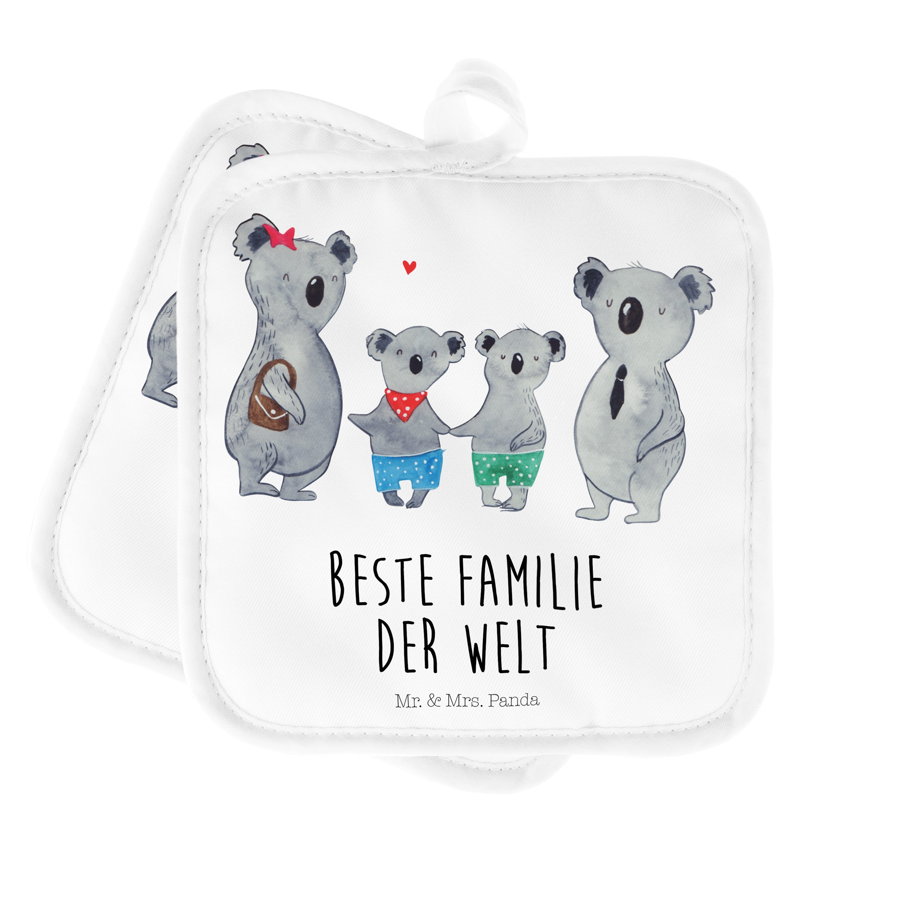Mr. & Mrs. Panda Topflappen Koala Familie zwei - Weiß - Geschenk, Topflappen, Bruder, Familienleb, (1-tlg)